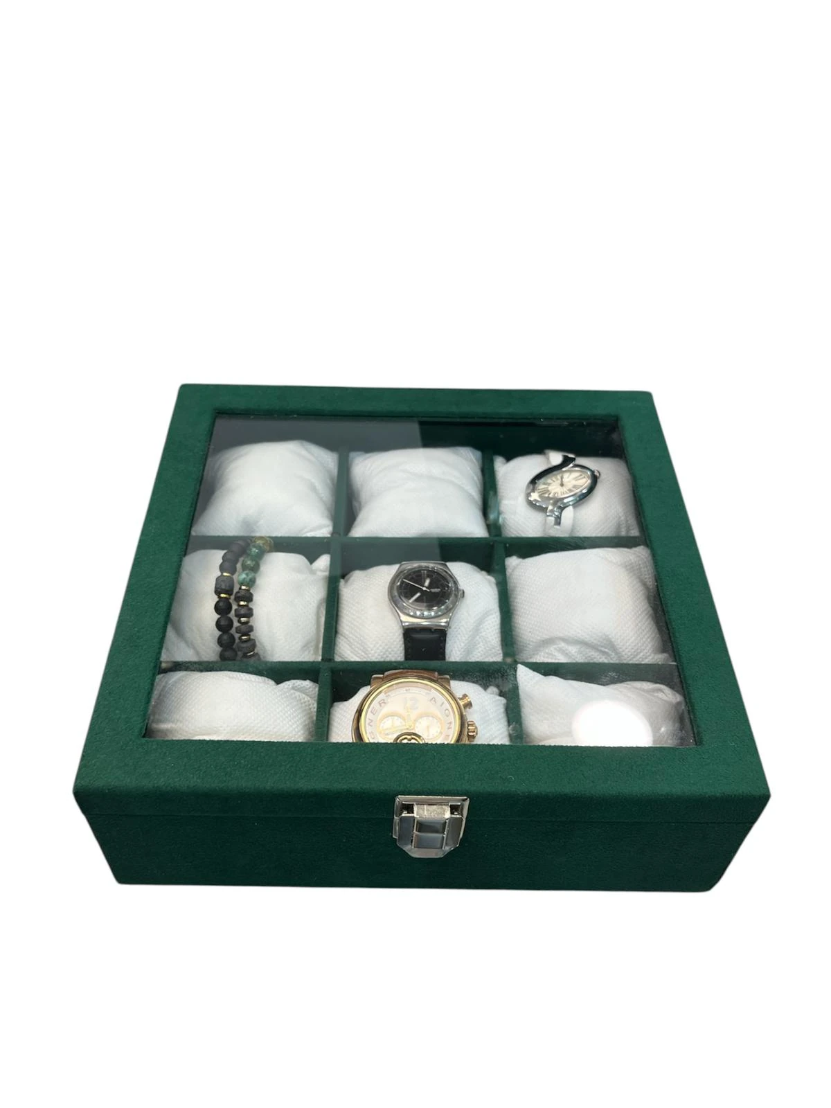 Saat Kutusu 12'li Yeşil Suni Deri