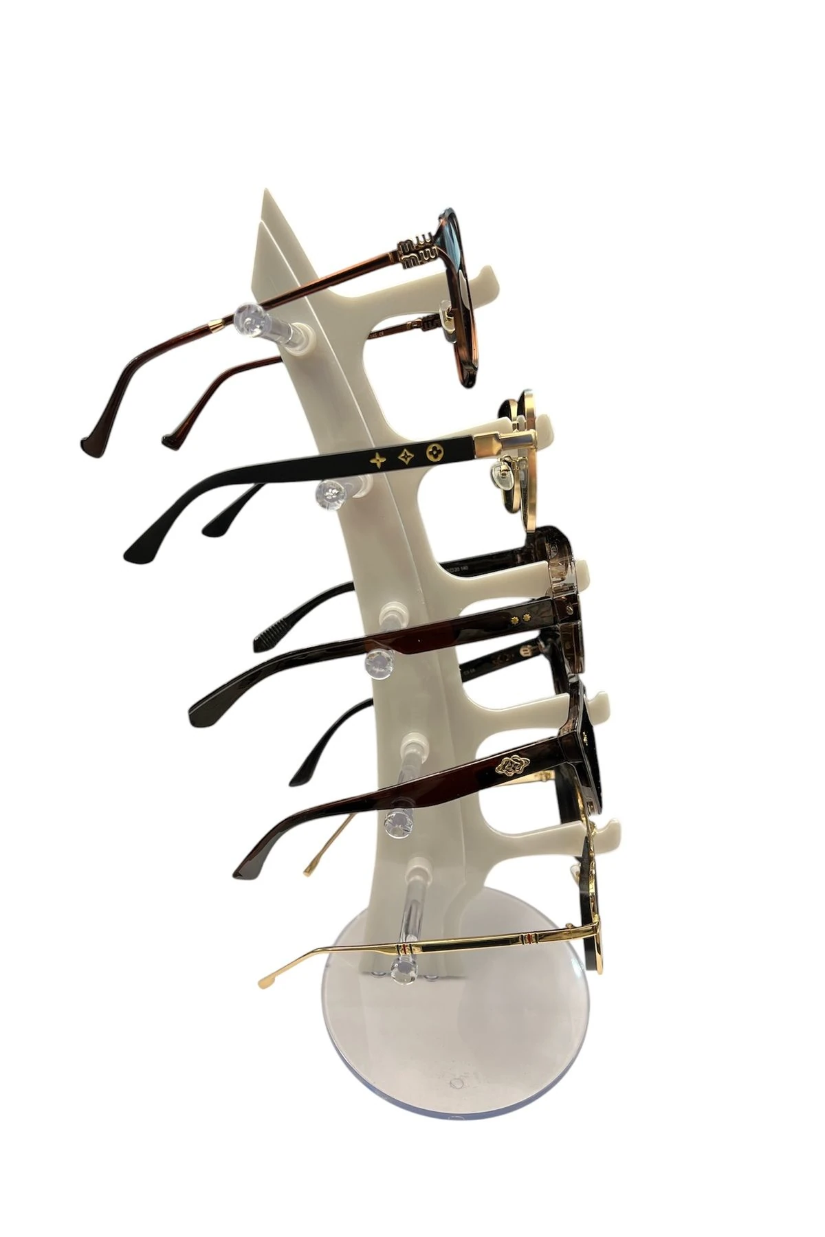 Gözlük Standı Yelken Model, 5 Gözlük Kapasiteli Teşhir Standı Sedefli Beyaz