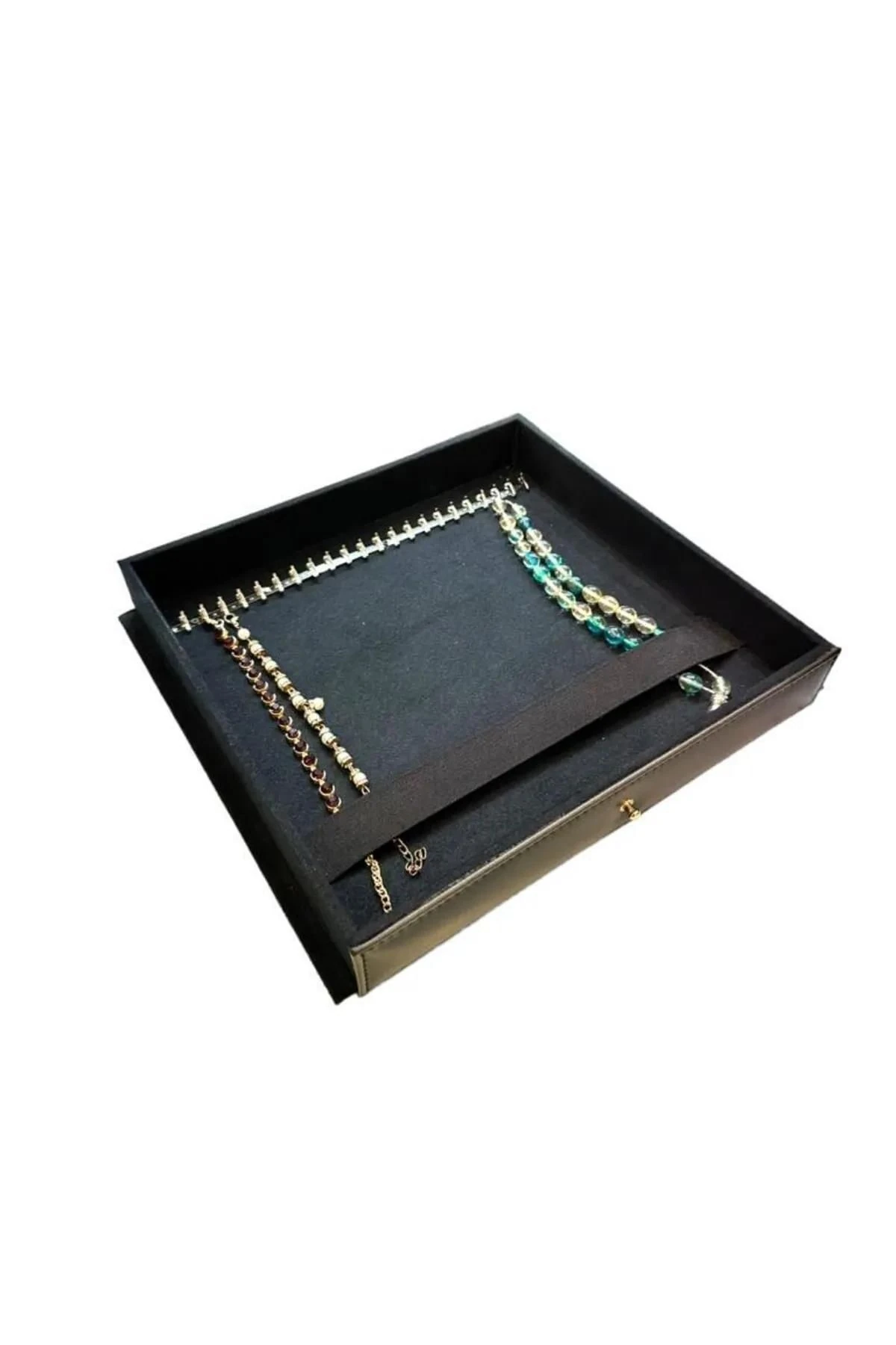 Diplomat Model Çekmeceli Camlı 15'li Saat Ve Yüzük Tesbih Kutusu Siyah