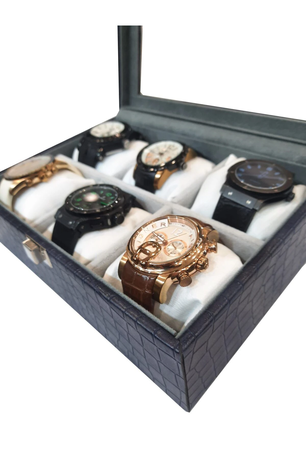 Saat Kutusu 6'lı Lacivert Kroko