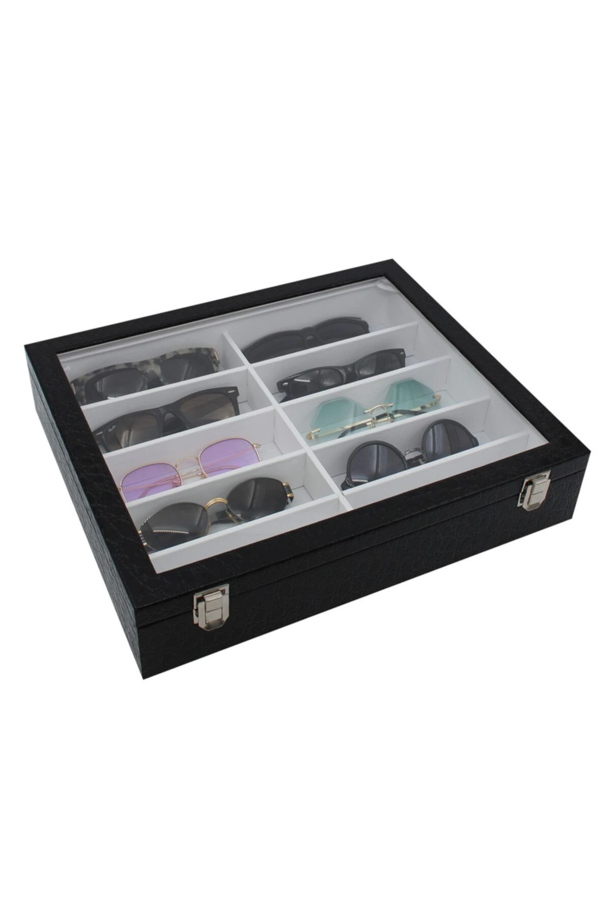 Gözlük Kutusu 10'lu Rugan Siyah Içi Beyaz