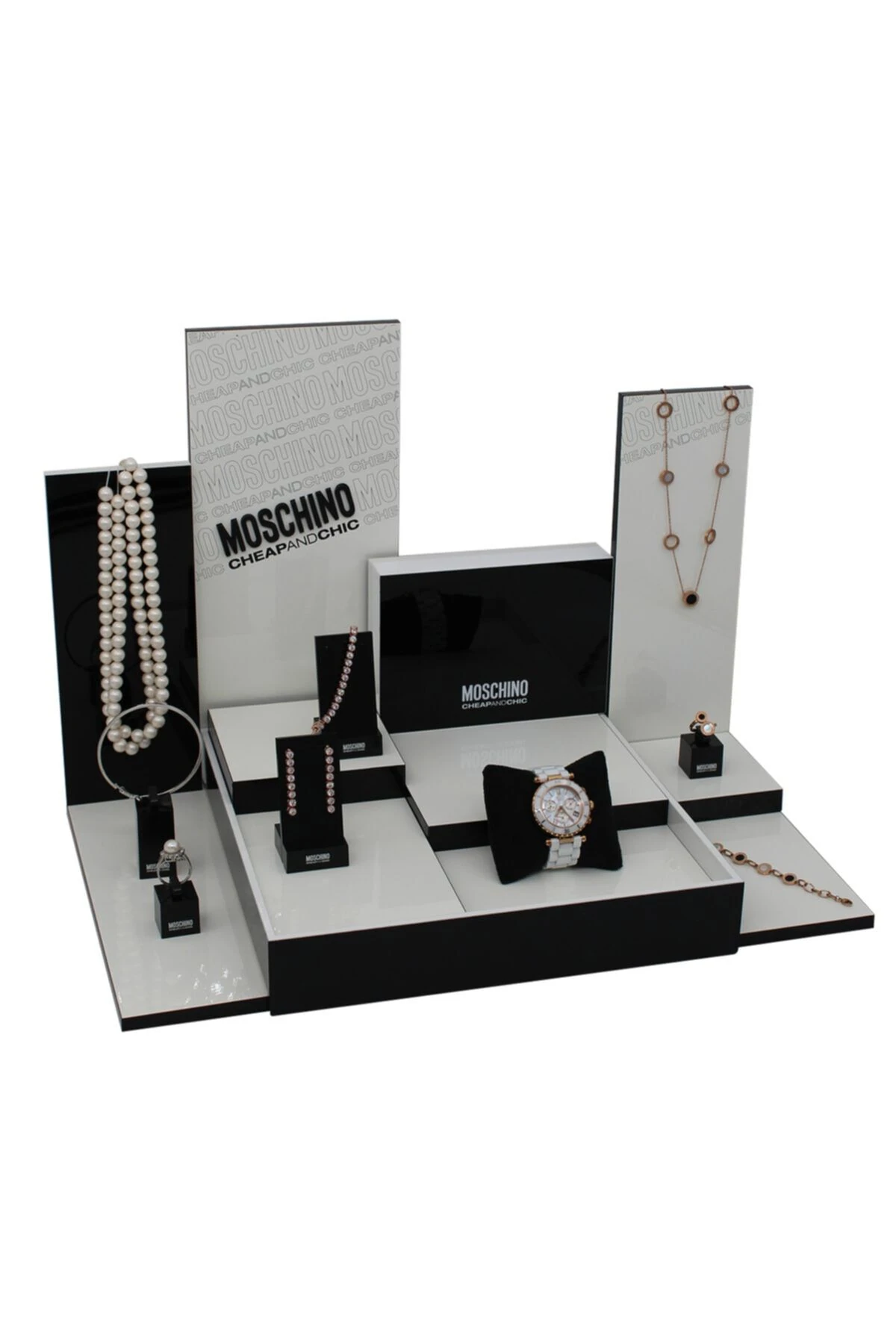 Ahşap Takı Seti Display Moschino Büyük