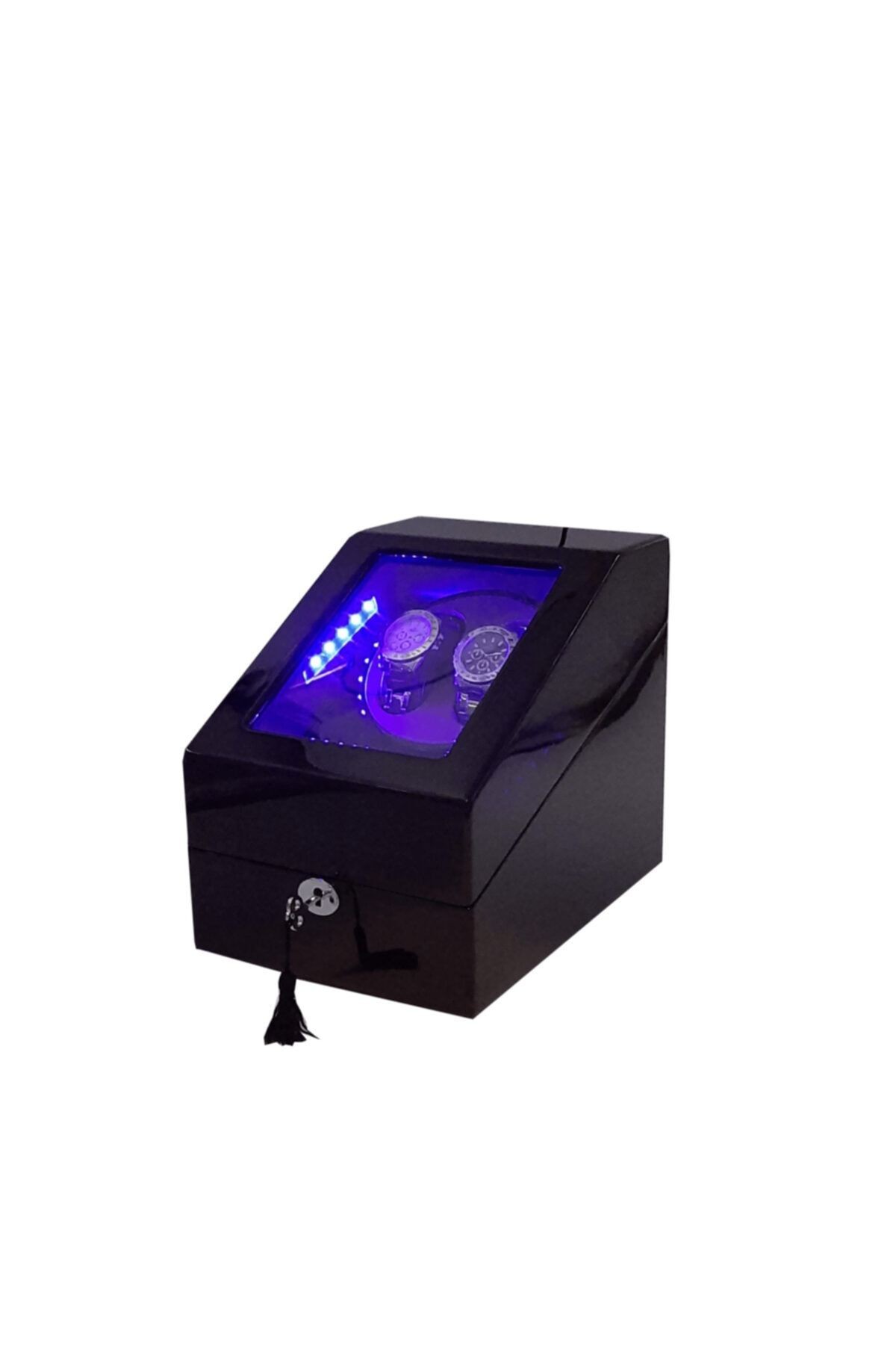 Otomatik Saat Kurma Kutusu, Watch Winder Piano Brown Led Sistemli 2 3