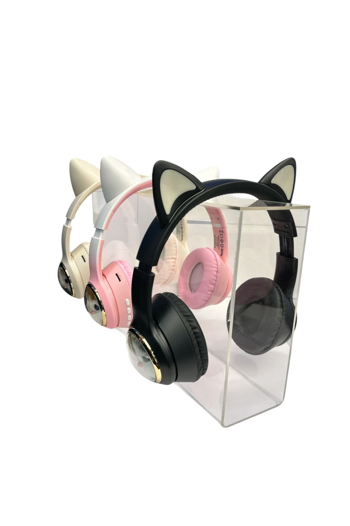 Şeffaf Pleksi Kulaklık Standı – 5'li Stand, Kulaklık Düzenleyici, 35x8.5x20 cm