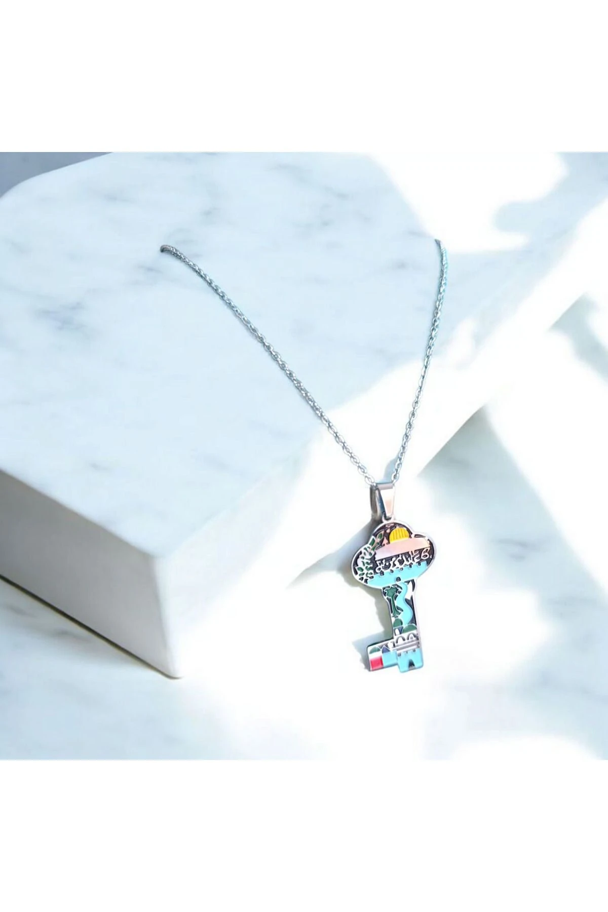 Filistin Mescid-i Aksa Temalı Anahtar Sembollü Özel Tasarım Kolye