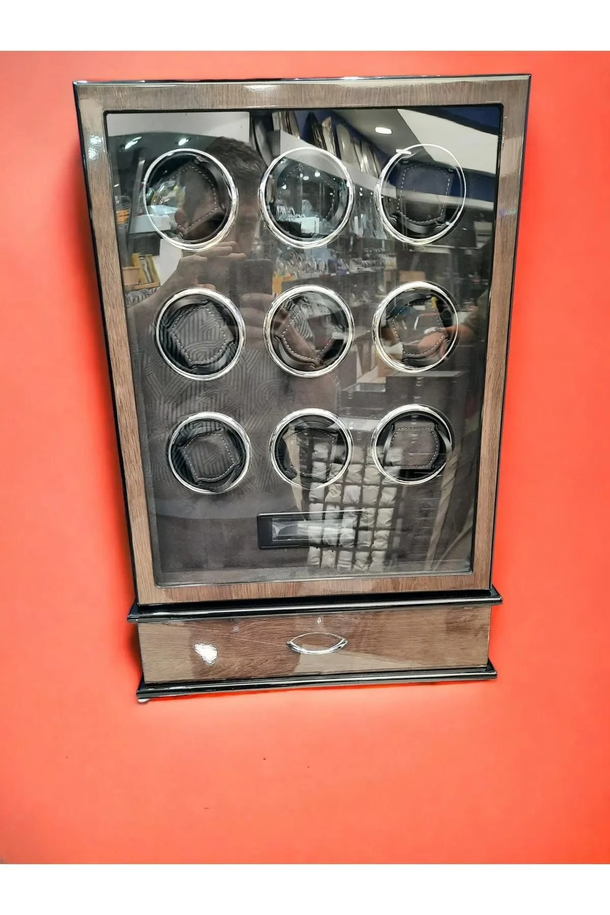 Otomatik Saat Kurma Kutusu, 10, piano black, gray