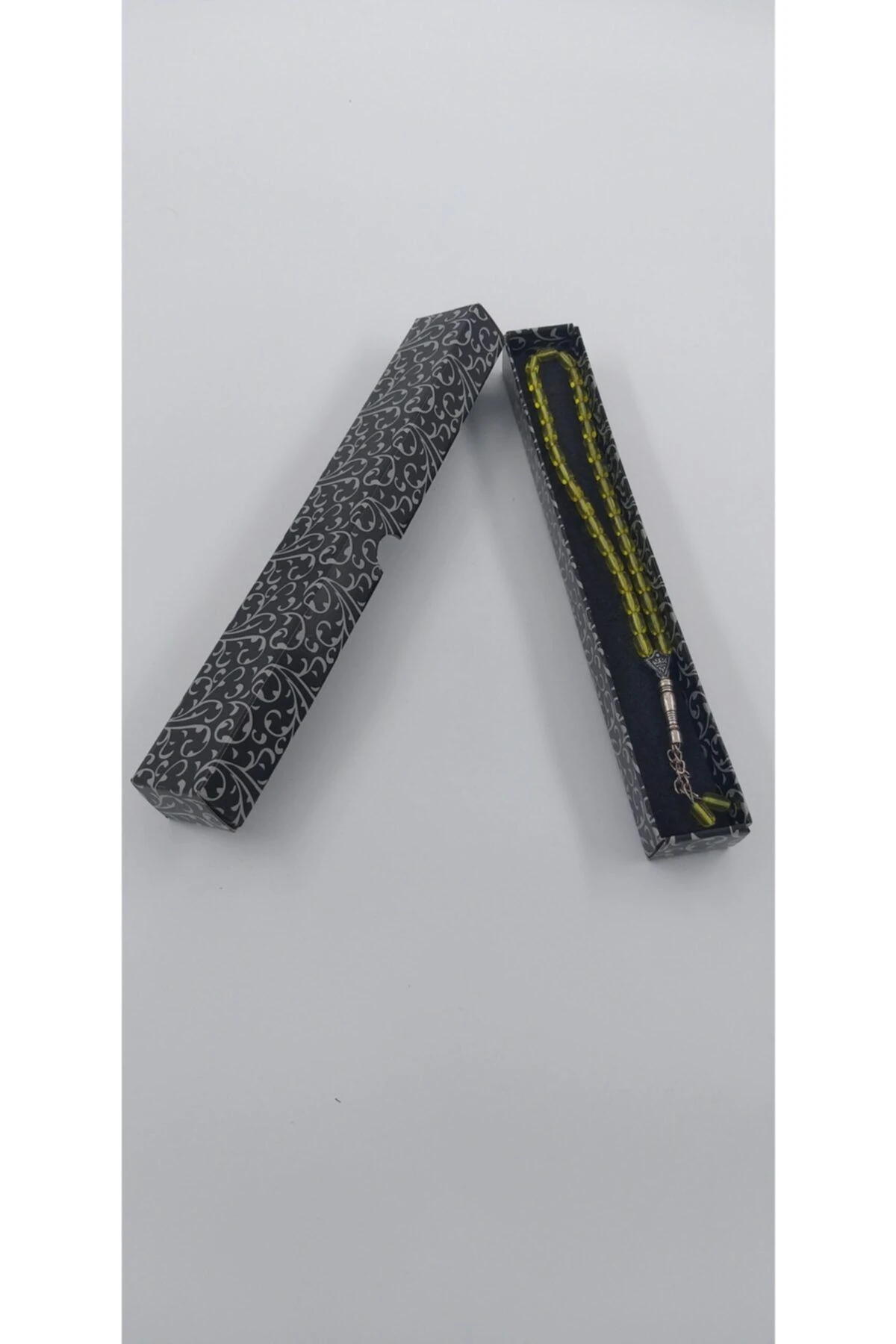 Tesbih Kutusu Tekli Uzun Karton Gri Desenli 30 Adet