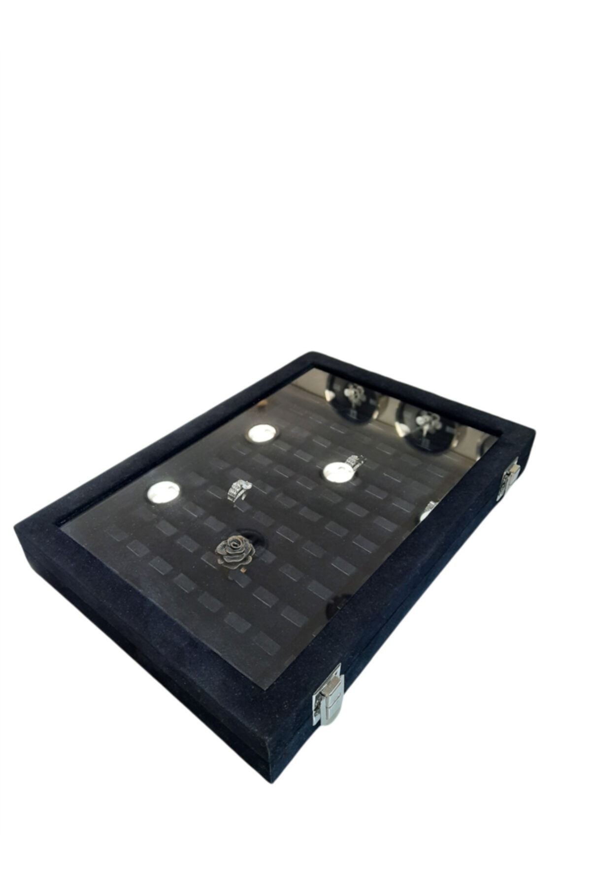 Yüzük Kutusu Tırnaklı Model Alcantara Siyah