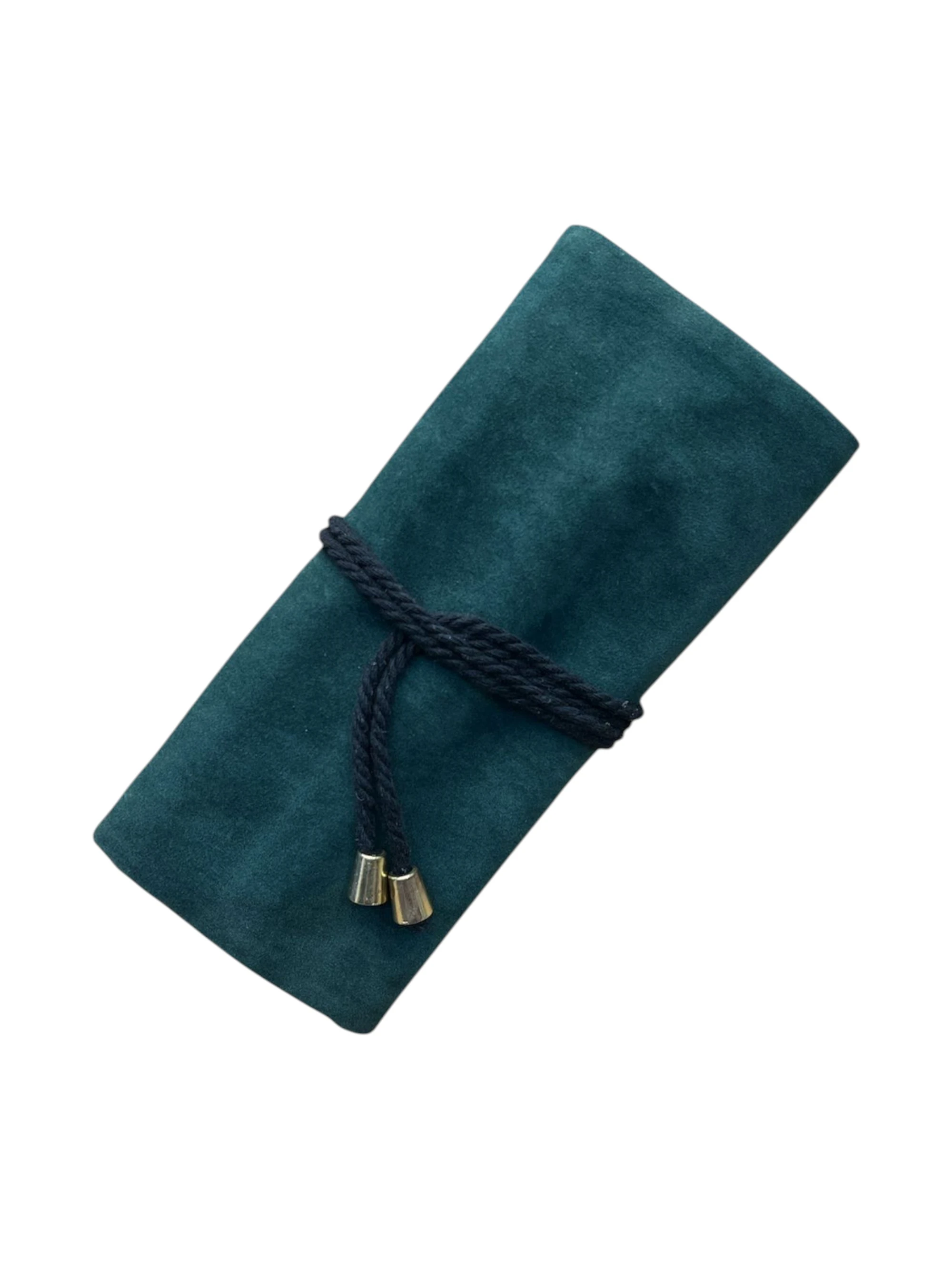 Kadife Takı ve Mücevher Seyahat Rulo Düzenleyicisi – Yeşil 35x20 cm