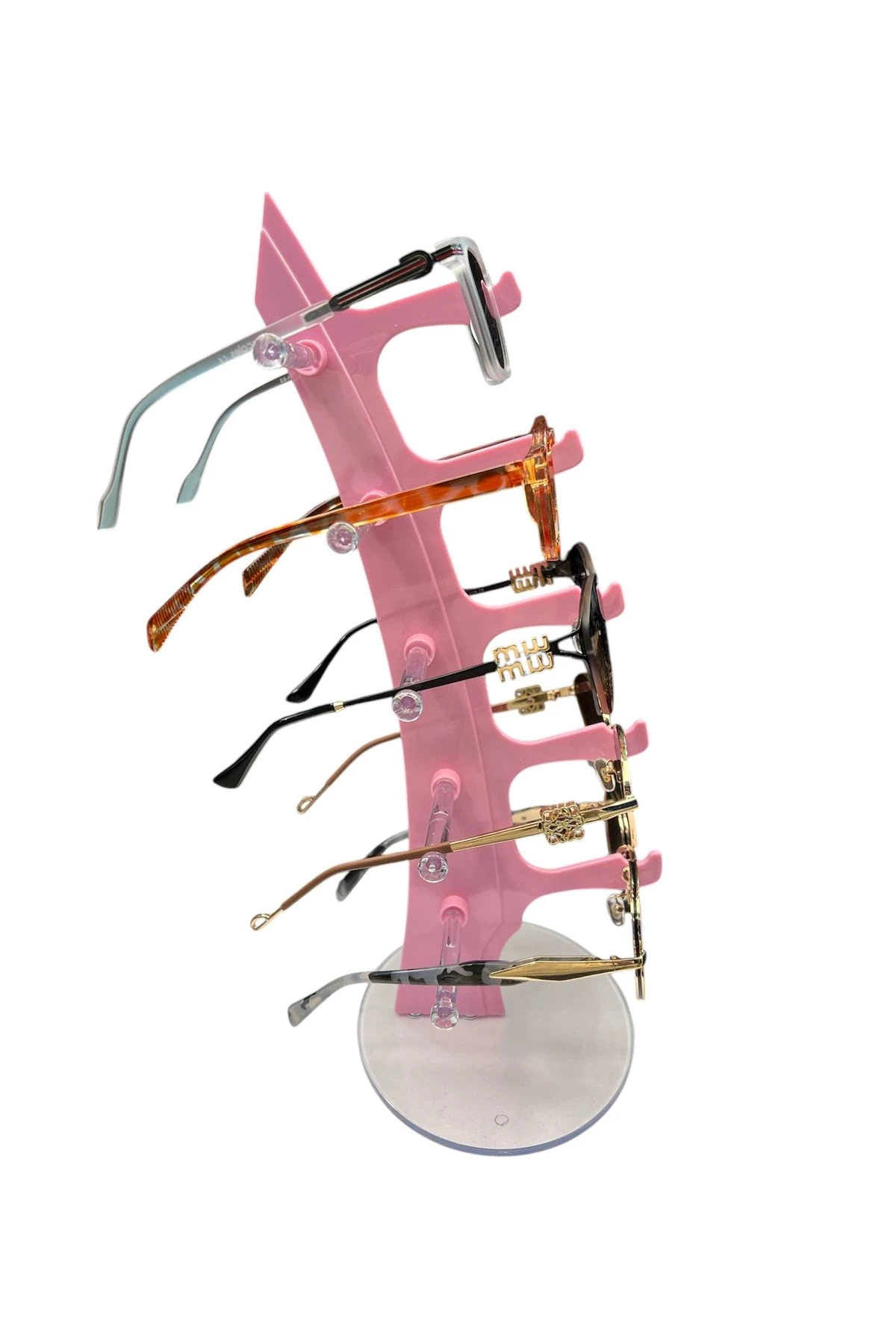 Gözlük Standı Masaüstü 5li Gözlük Organizeri Şeker Pembe