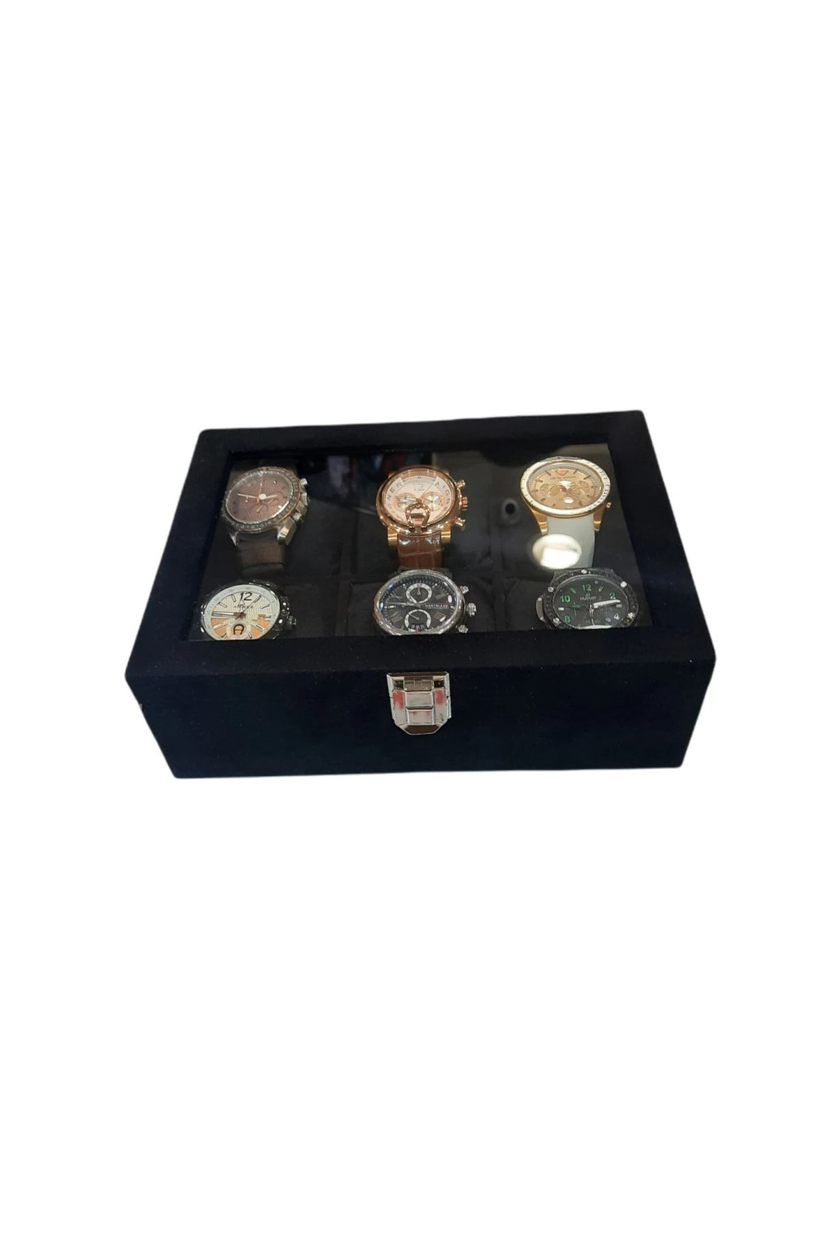 Saat Kutusu 6'lı Alcantara Siyah