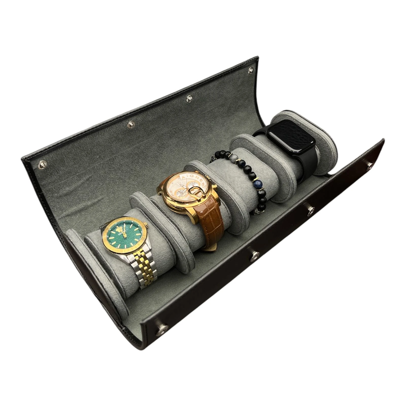 Saat Taşıma Kutusu Çıtçıtlı 4’lü – Seyahat Model Siyah