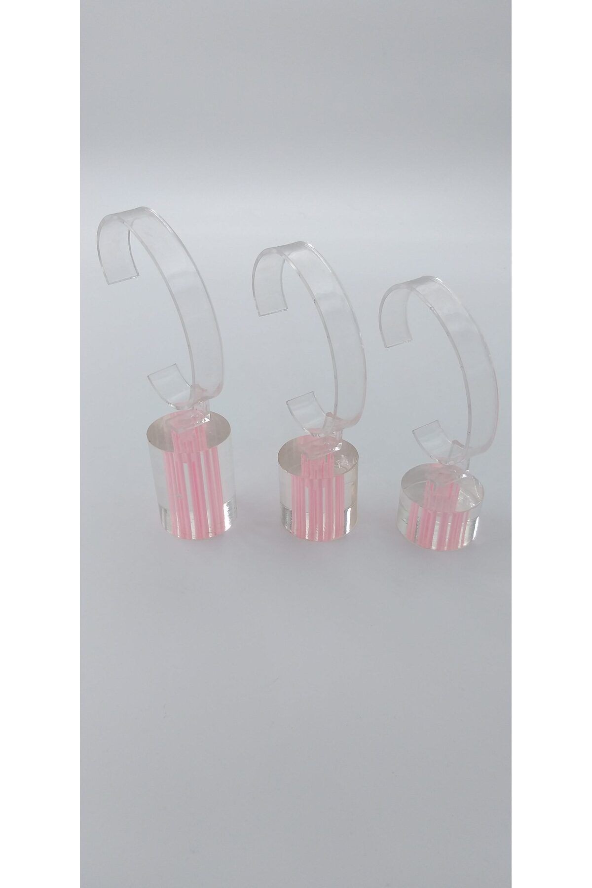 Saat Standı 3'lü Set Lazer Model Oval Pembe