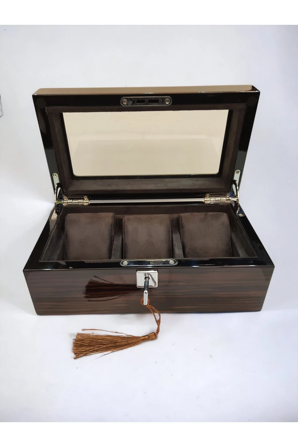 Saat Kutusu Özel Üretim Ahşap Damarlı Model 3'lü