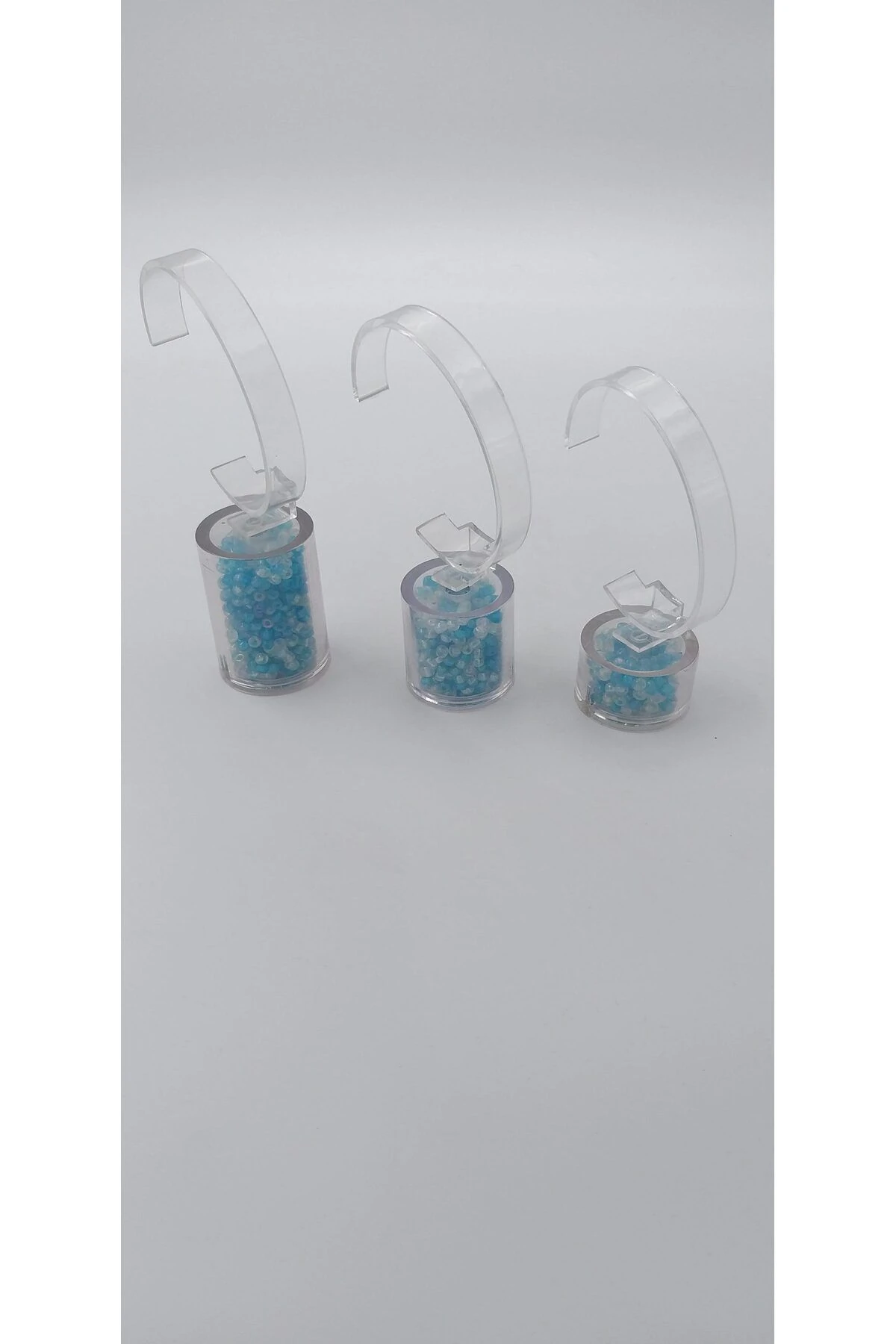 Saat Standı 3'lü Set Mavi&beyaz Boncuklu