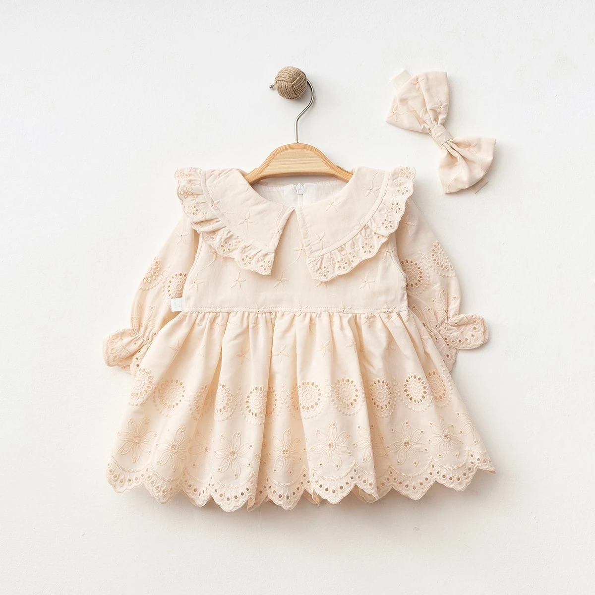 0-3 Ay Fistolu Yaka Detaylı 2’li Elbise