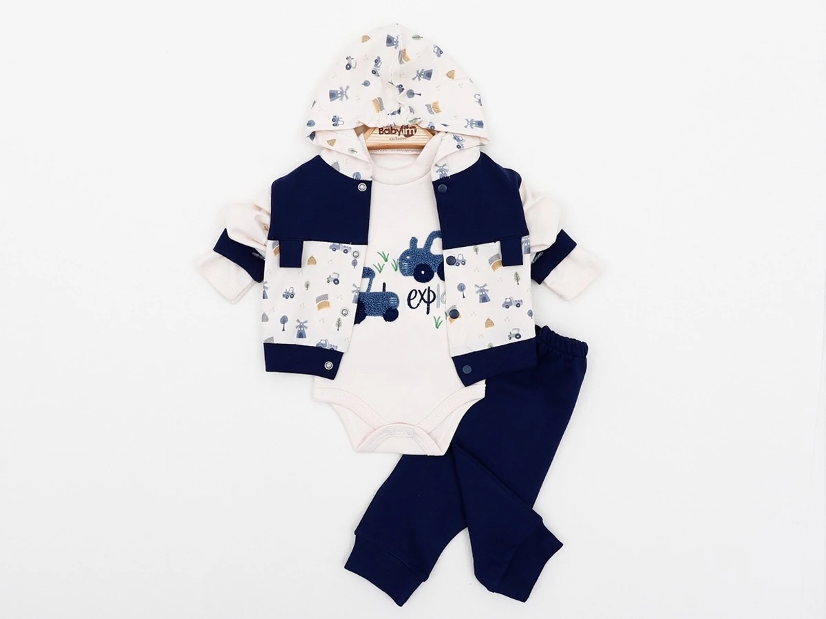 %100 Cotton Araba Baskılı 3’lü Takım