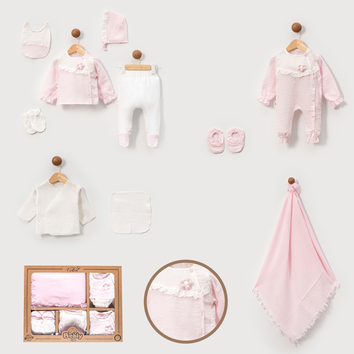 Ponponlu Müslin 10’Lu Set