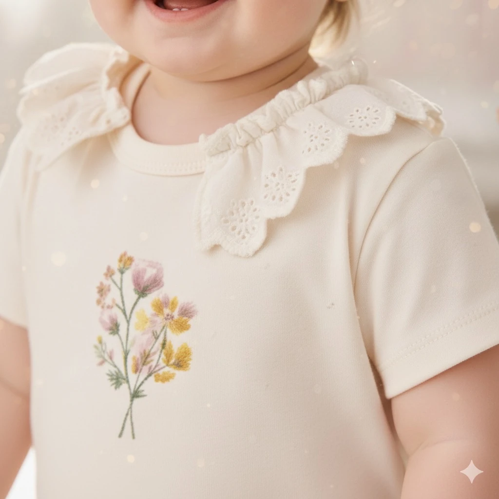 %100 Cotton Fırfır Yakalı Triko 3’Lü Takım