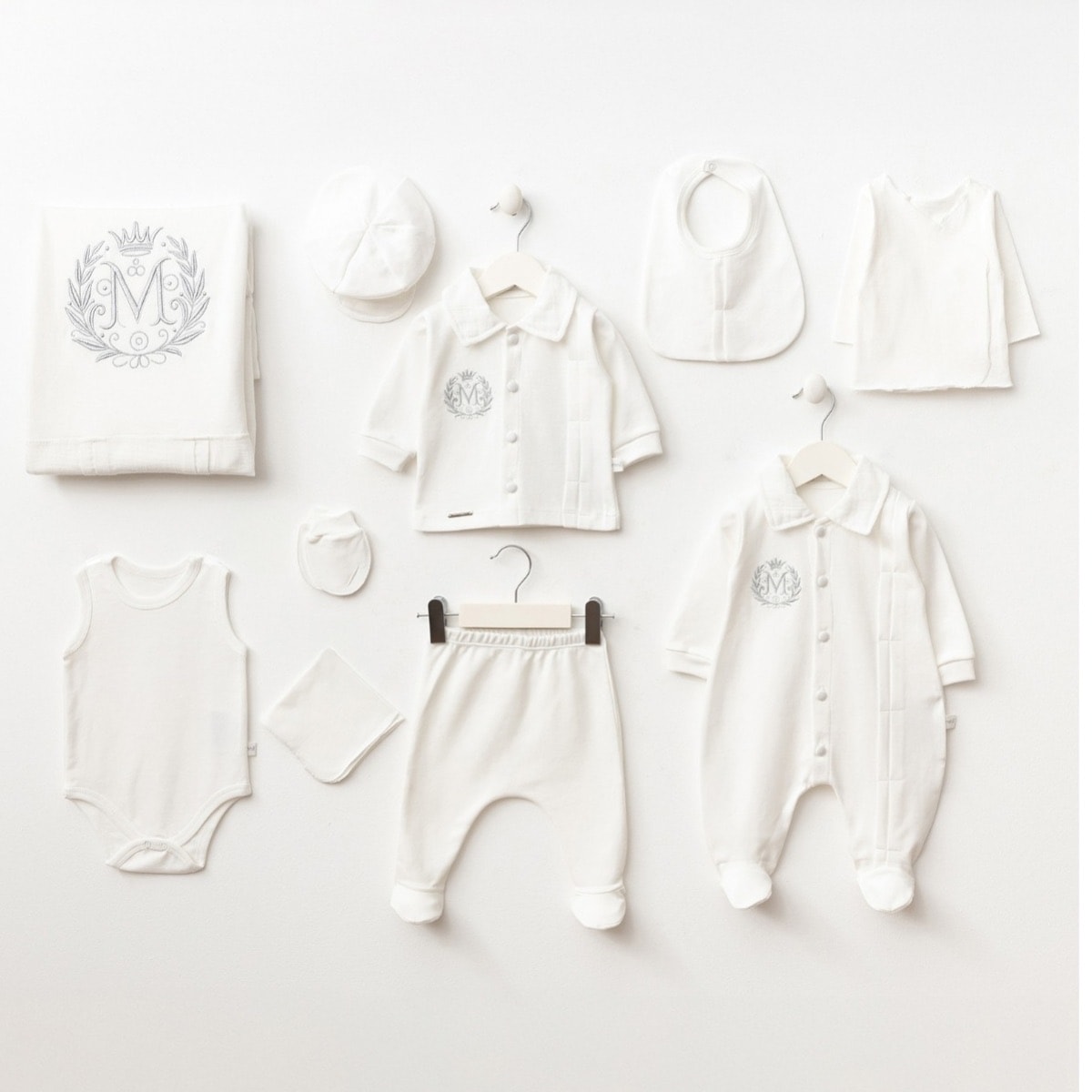Little Stars Baby Erkek Bebek %100 Pamuk Arma Detaylı 10 parça Yenidoğan Set 