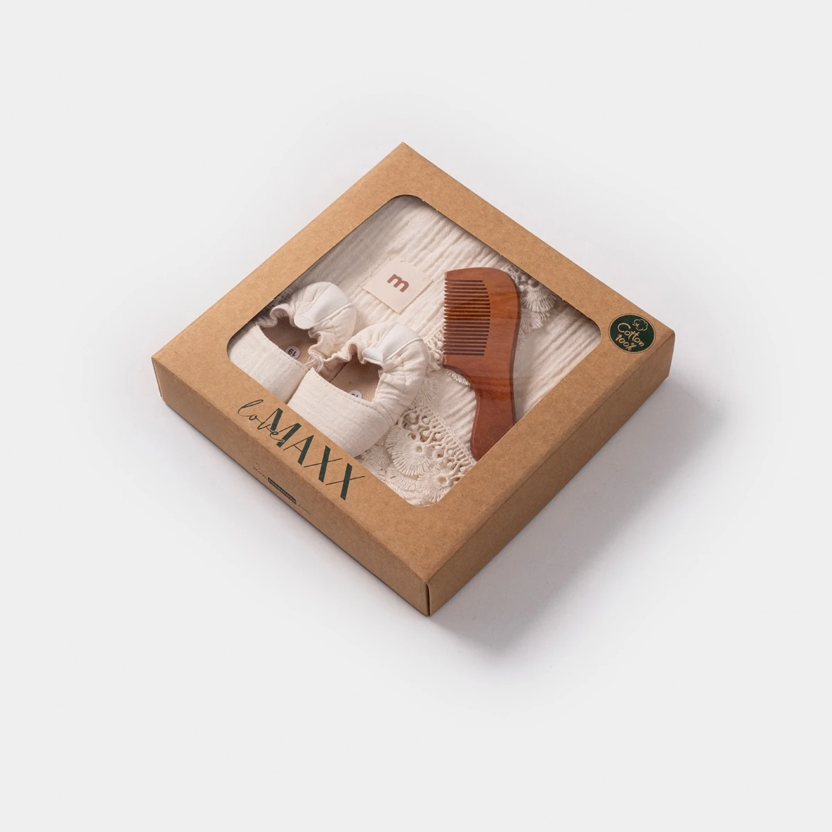 %100 Müslin-Pamuk Kumaş Battaniye-Tarak-Patik Seti