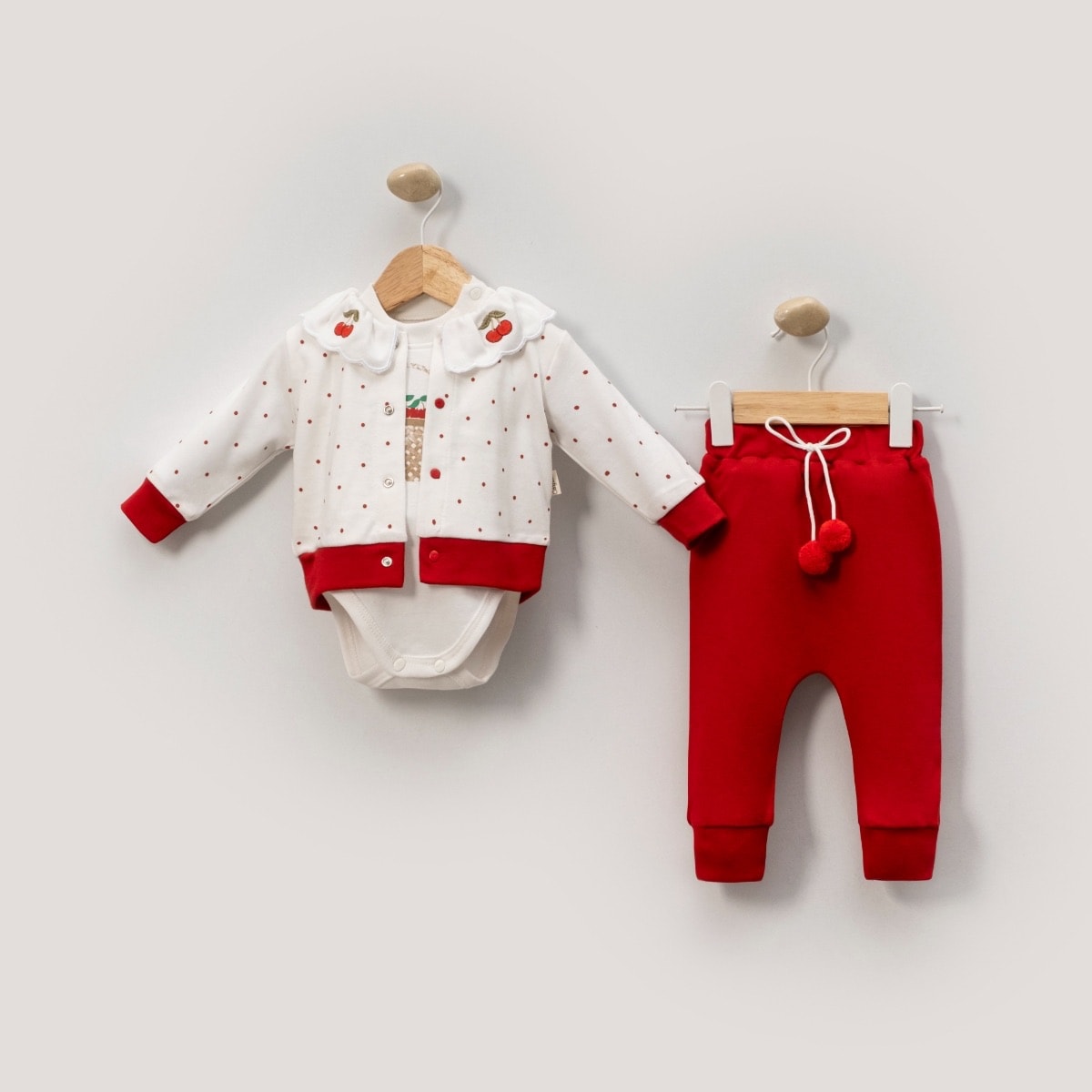 Little Stars Baby Kiraz İşlemeli 3’Lü Takım