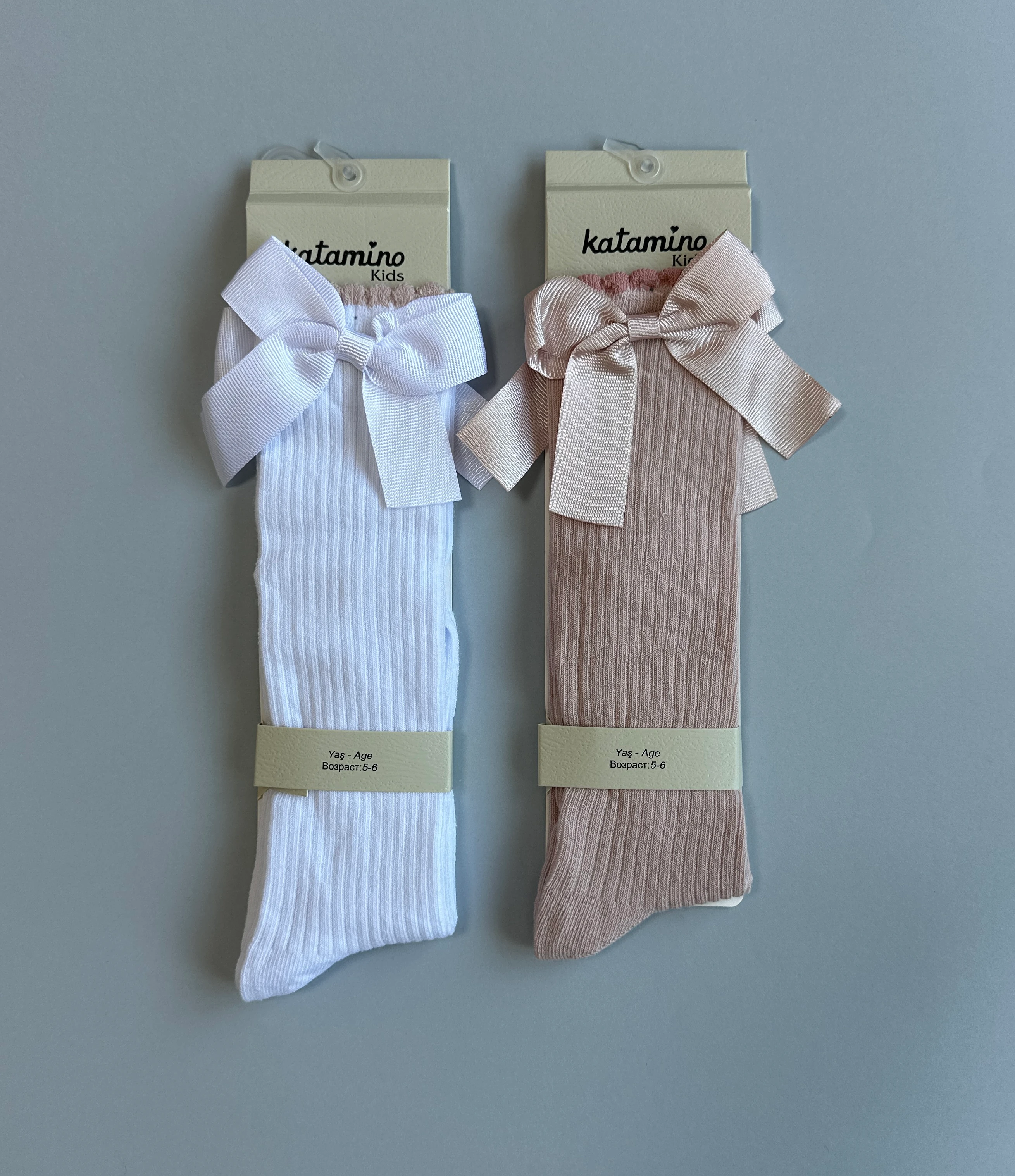 Kurdelalı Dizaltı 2'li Kız Çocuk Çorap Seti 