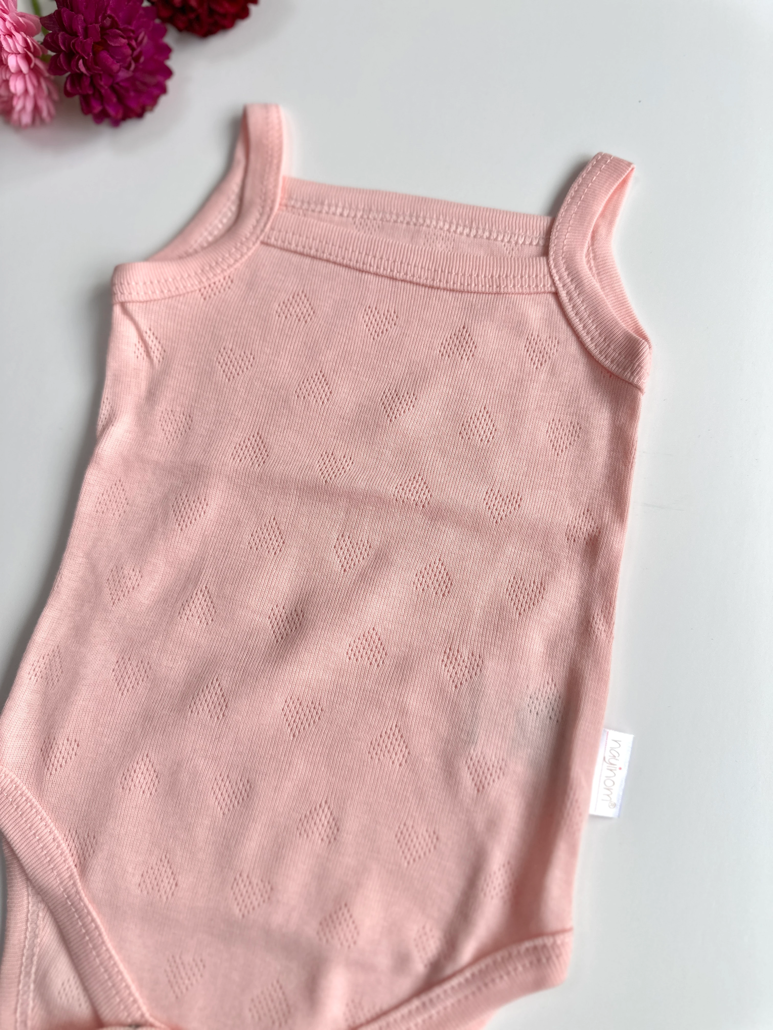 Kalp Nakışlı Kız Bebek Askılı Zıbın Body Atlet - Somon