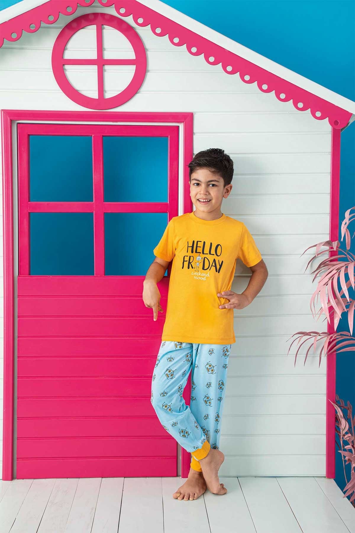 Hello Friday Yazılı Erkek Çocuk Pijama Takımı