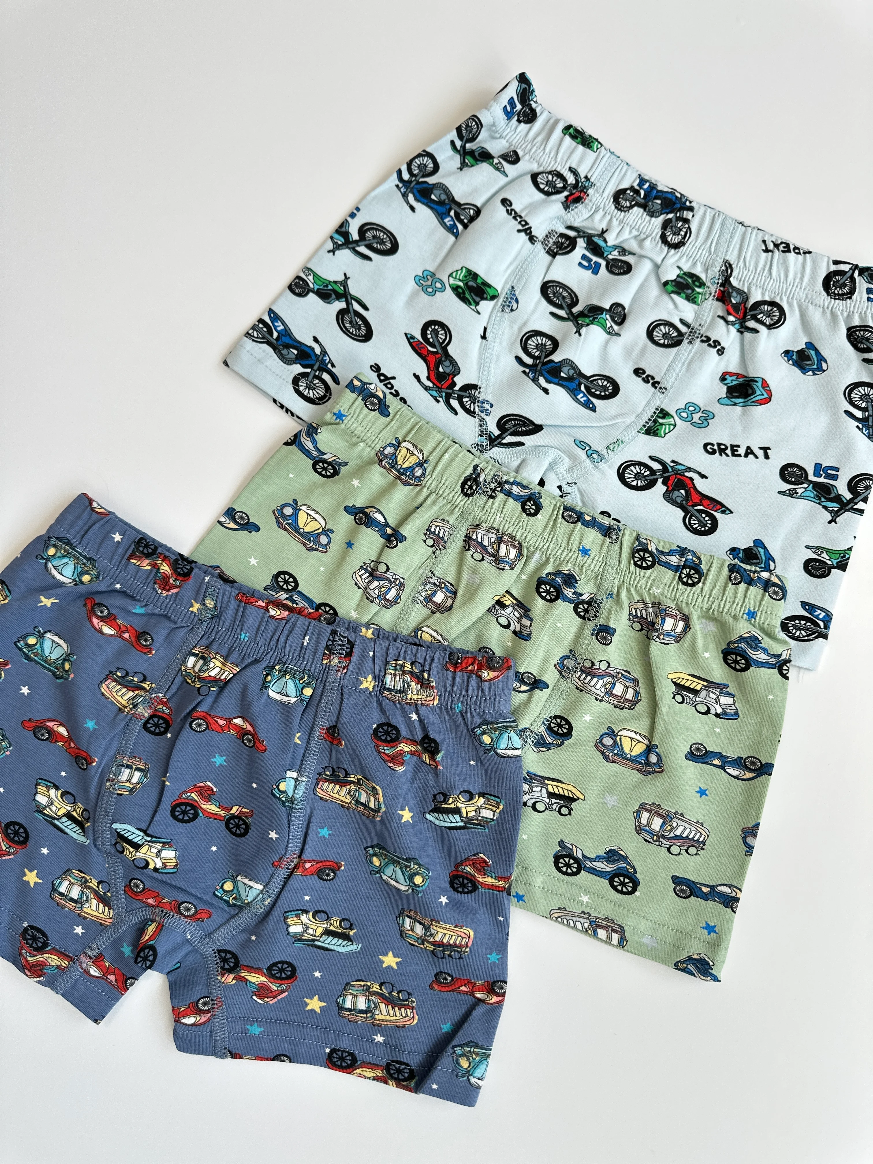 Erkek Çocuk 3'lü Araba Desenli Pamuklu Boxer Seti
