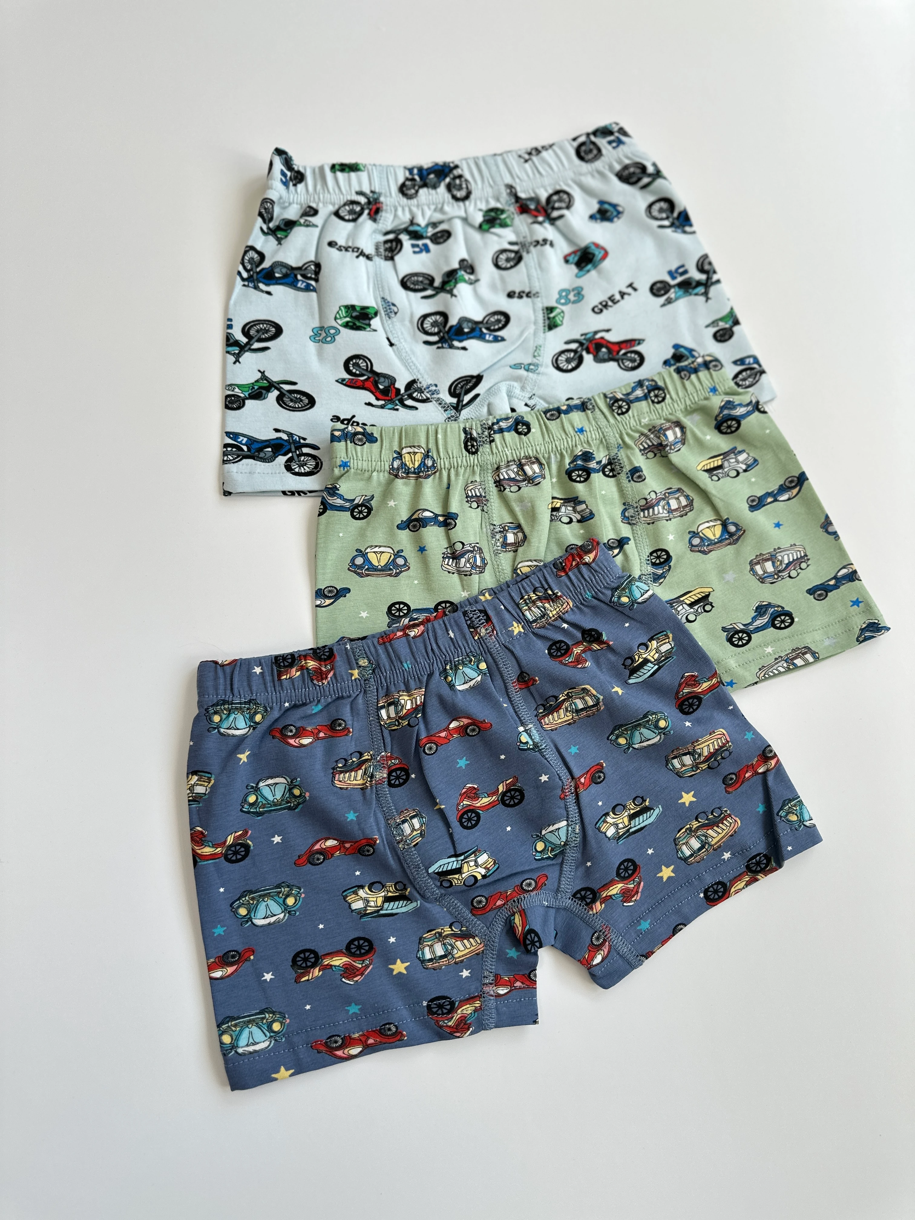 Erkek Çocuk 3'lü Araba Desenli Pamuklu Boxer Seti