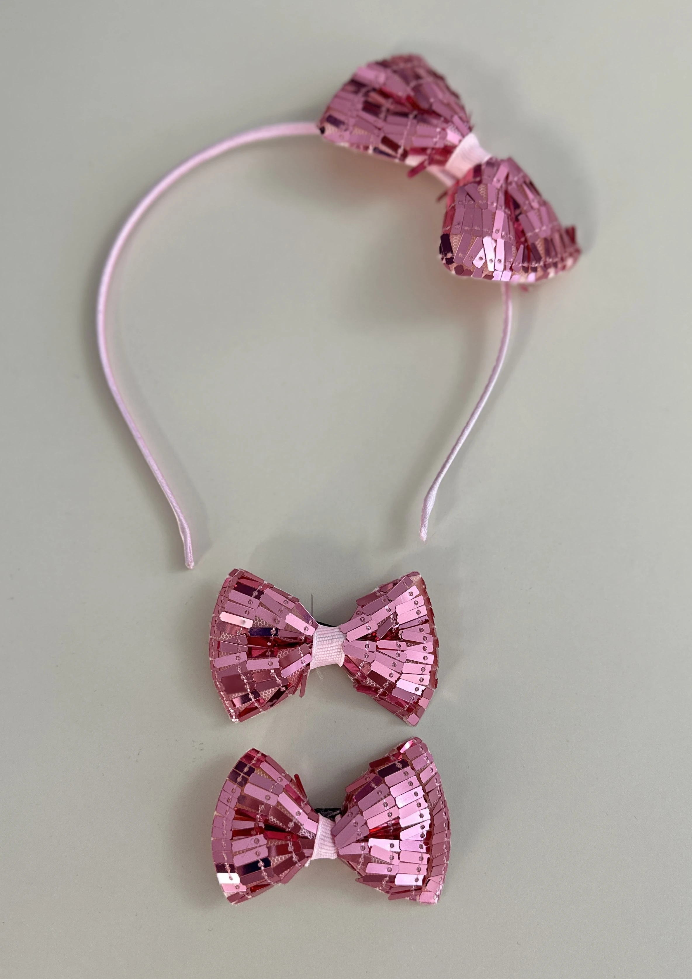 Pullu Kız Çocuk Pembe Taç Toka Seti 