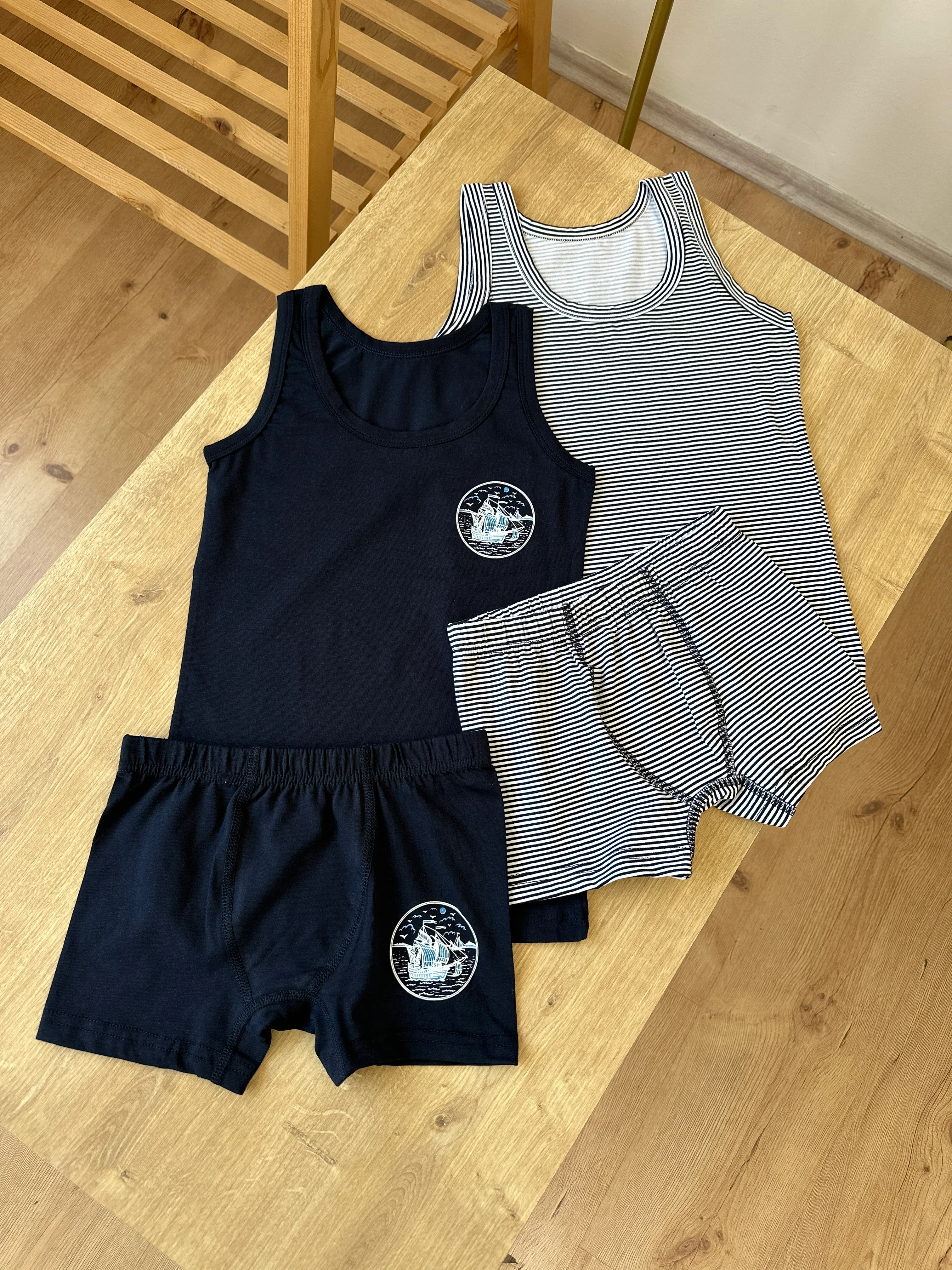 Erkek Çocuk Lacivert İkili Atlet ve Boxer Set