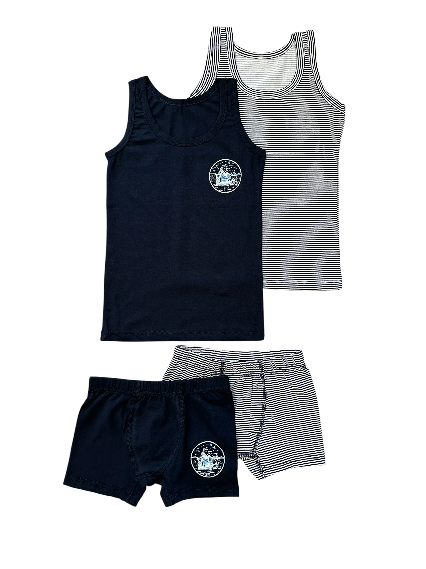 Erkek Çocuk Lacivert İkili Atlet ve Boxer Set