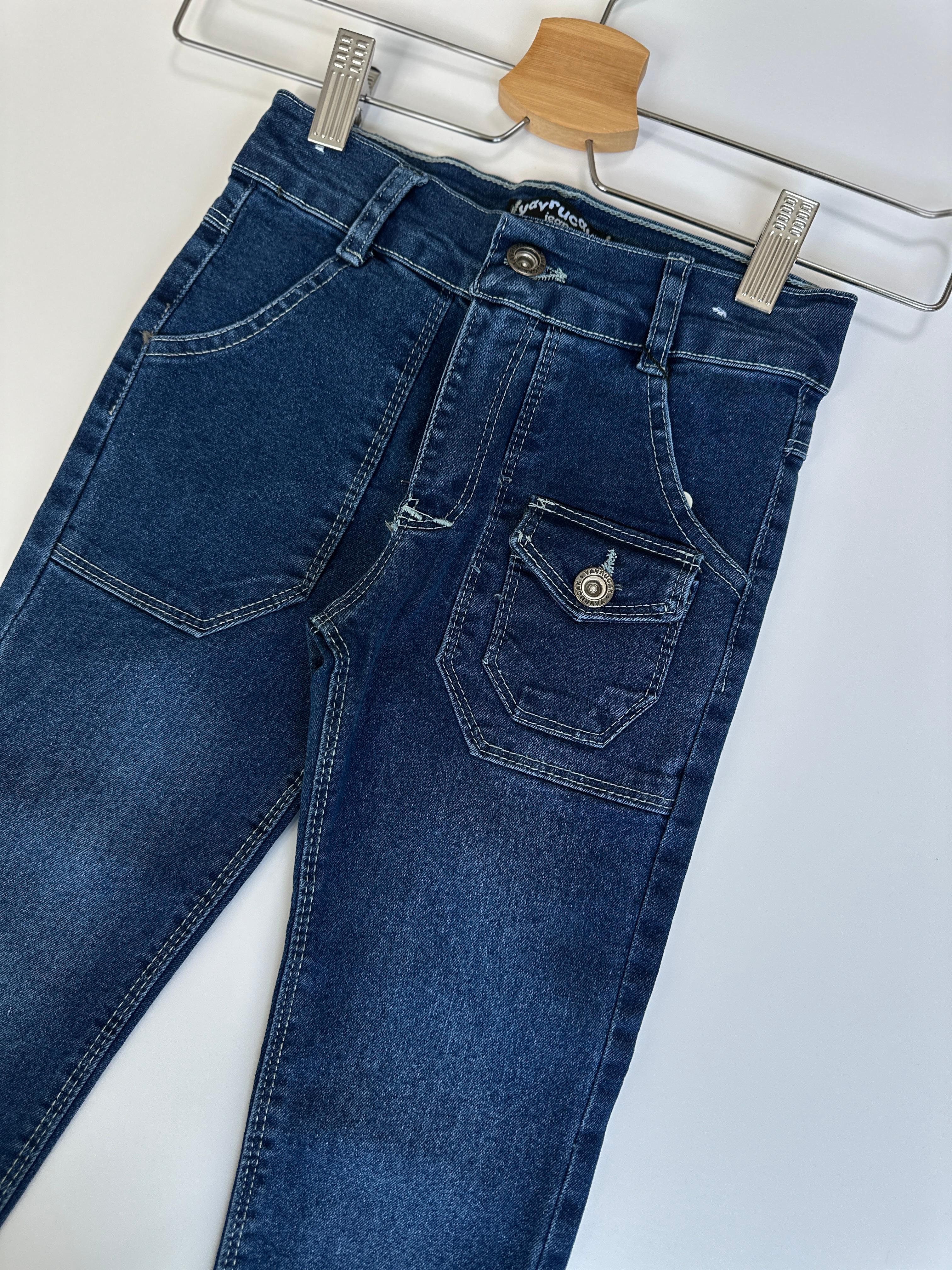 Küçük Kargo Cepli Erkek Çocuk Kot Pantolon/Jeans