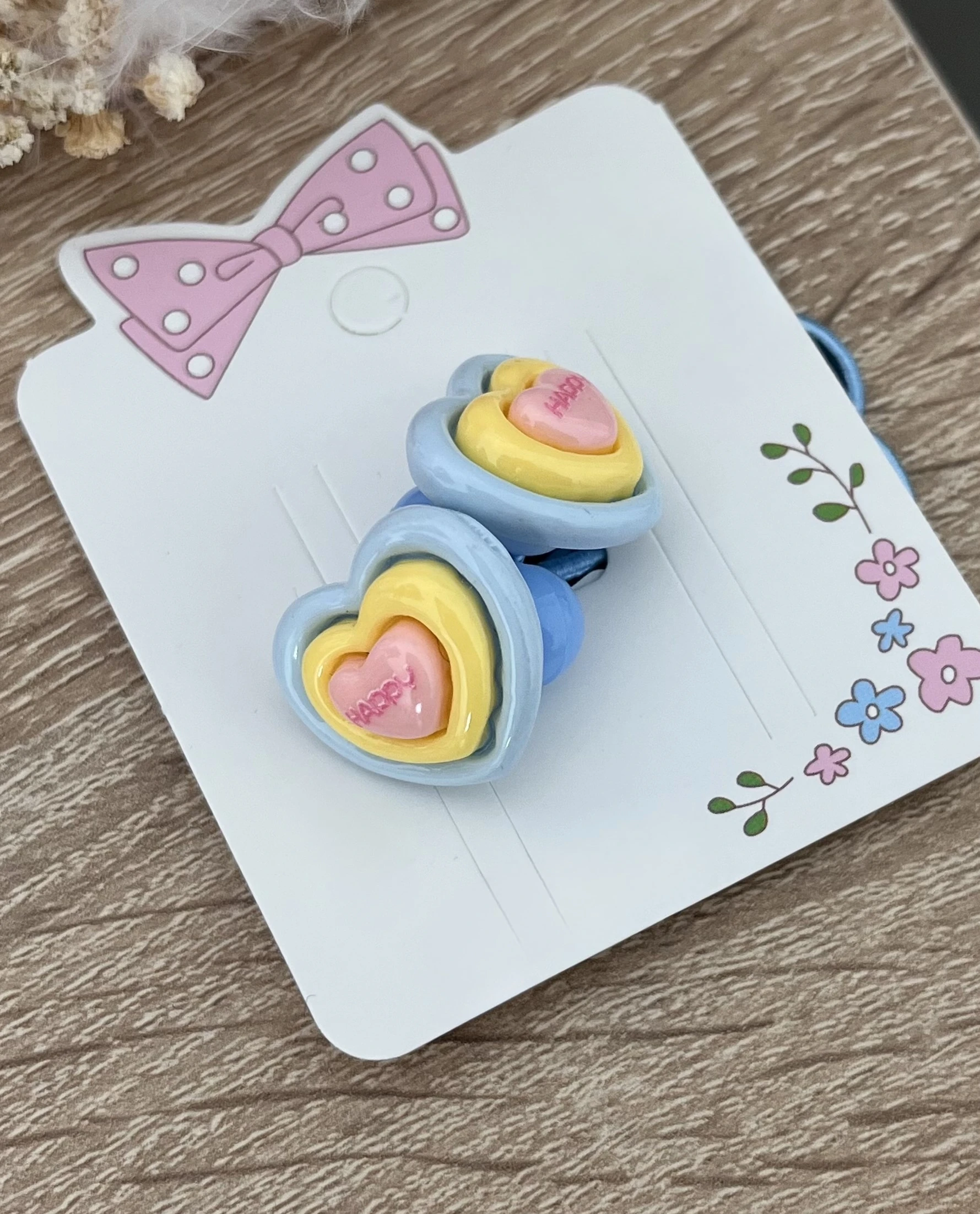 Happy Yazılı Kalp Figürlü Kız Çocuk Lastikli Toka