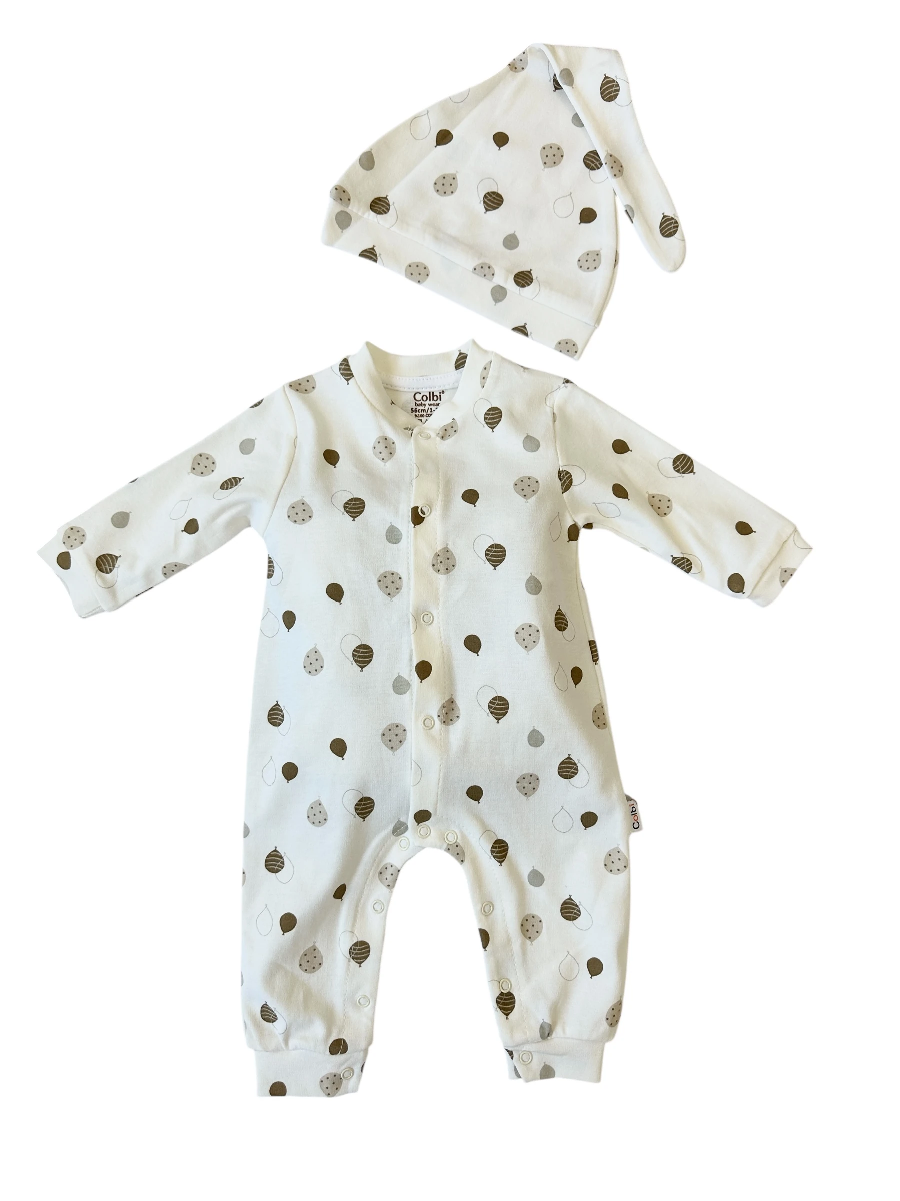 Balon Desenli Unısex Patikli Penye Tulum Seti