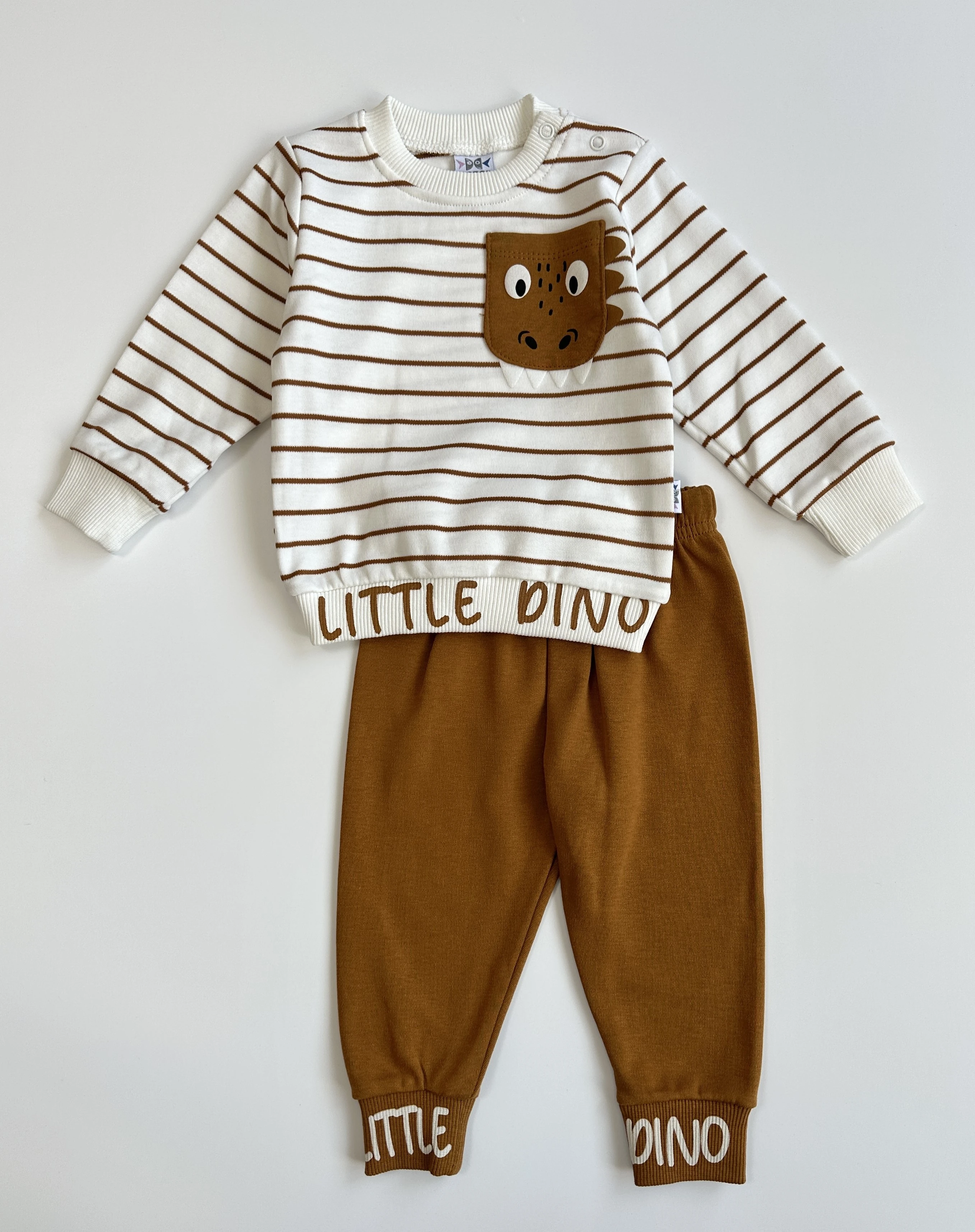 Küçük Dino Çizgili Erkek Bebek İkili Takım - TARÇIN