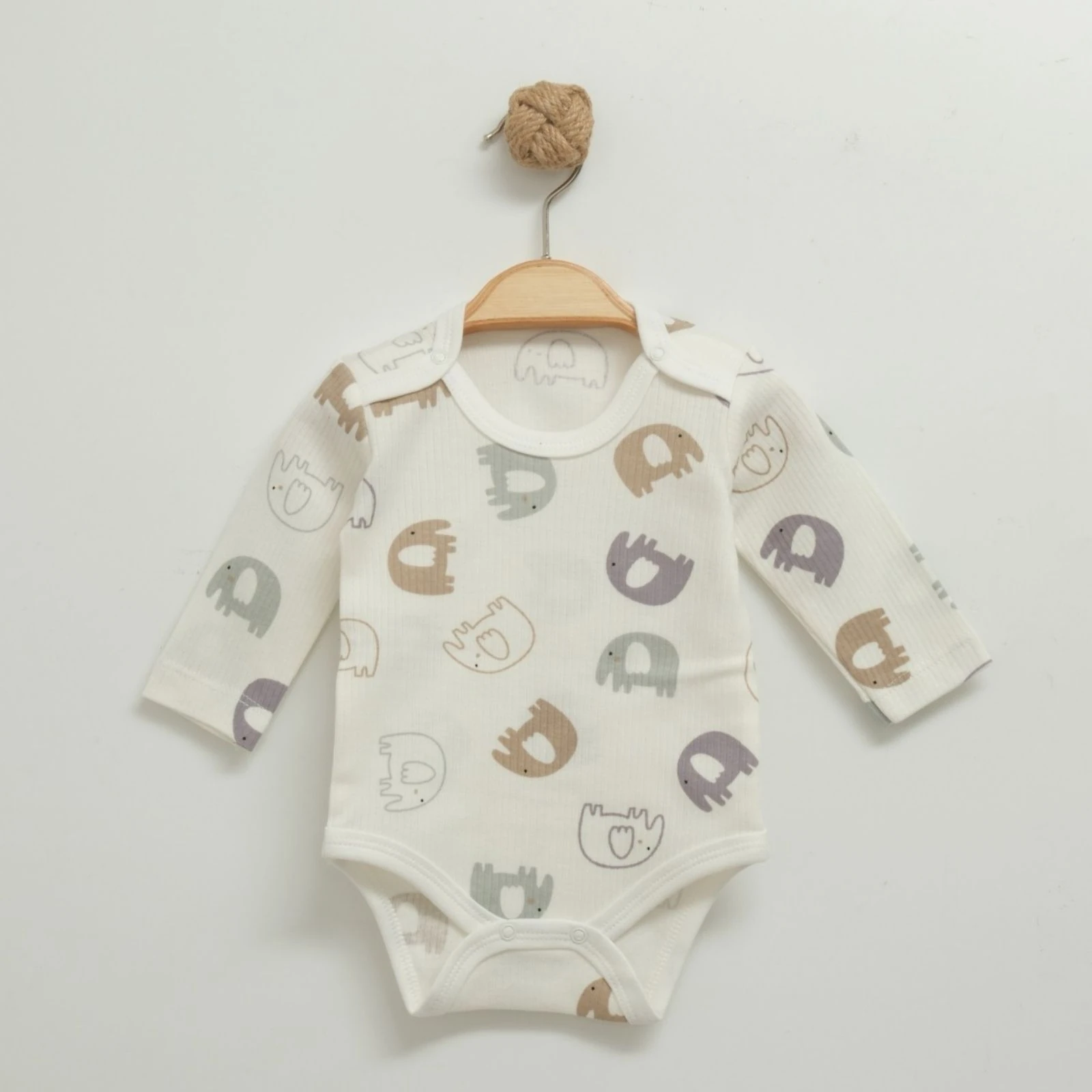 Fil Desenli Unısex Uzun Kollu Zıbın