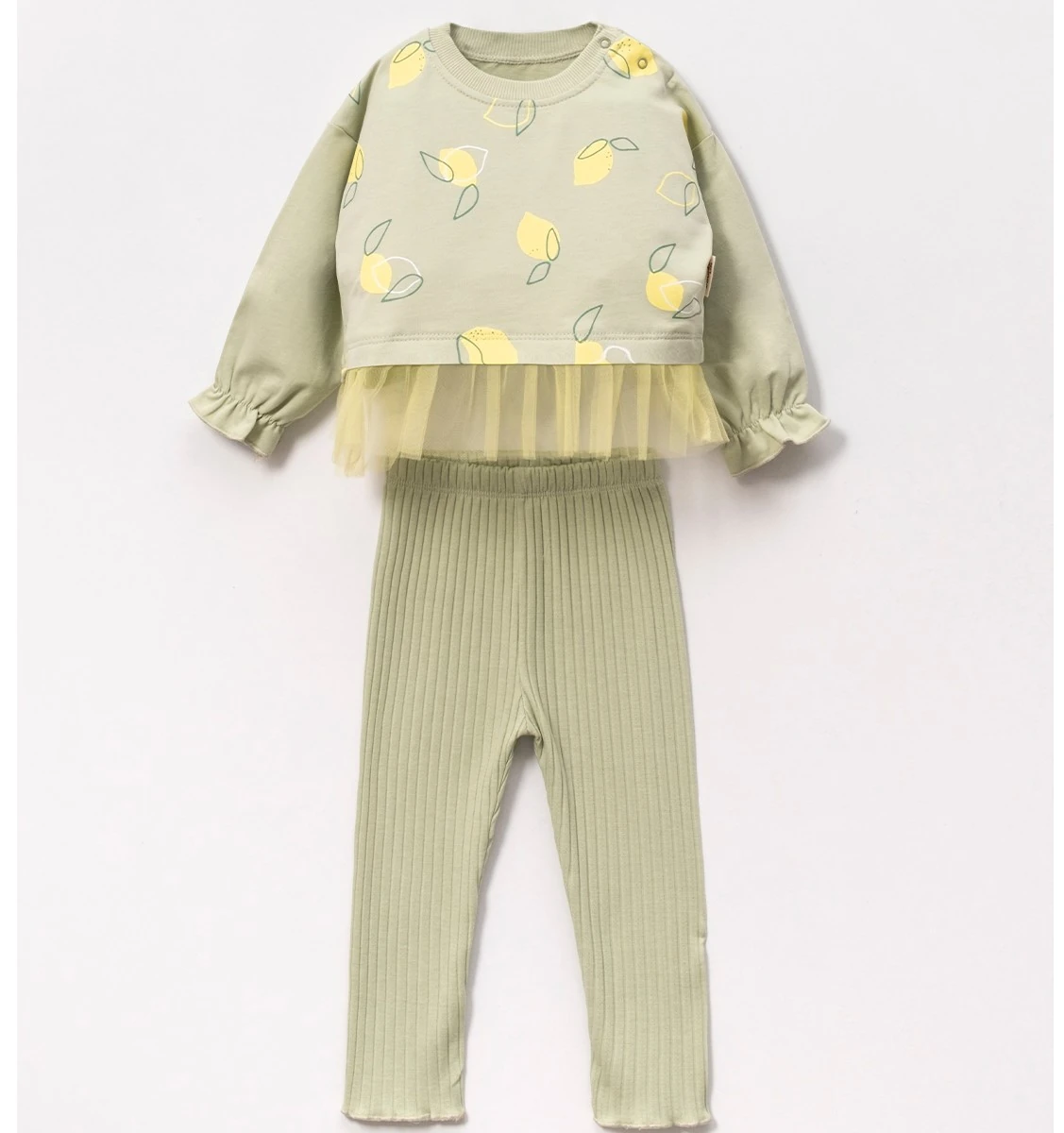 Limon Desenli Tütü Etekli Kız Bebek İkili Takım
