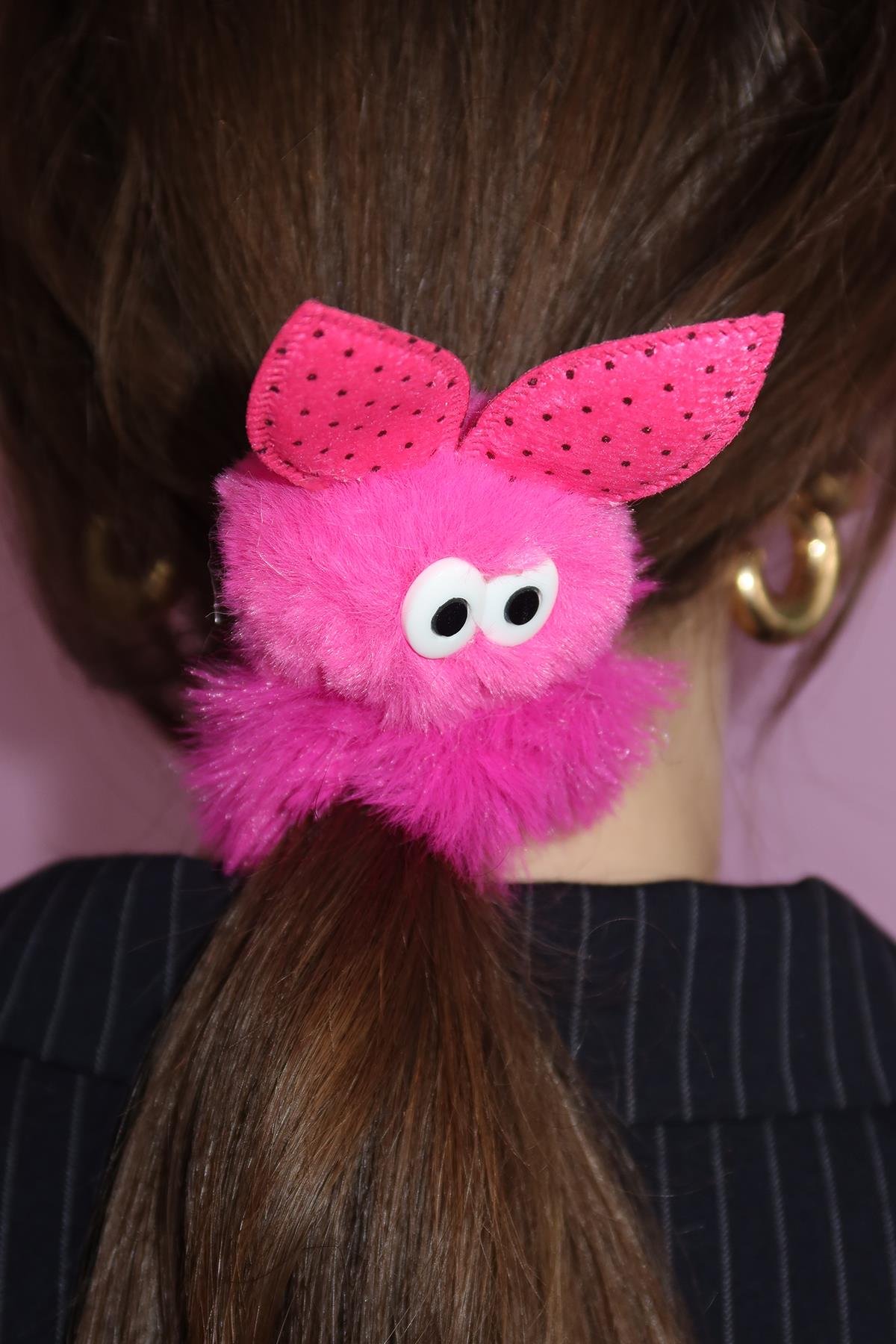 Fuşya Pofuduk Kız Çocuk Saç Tokası 