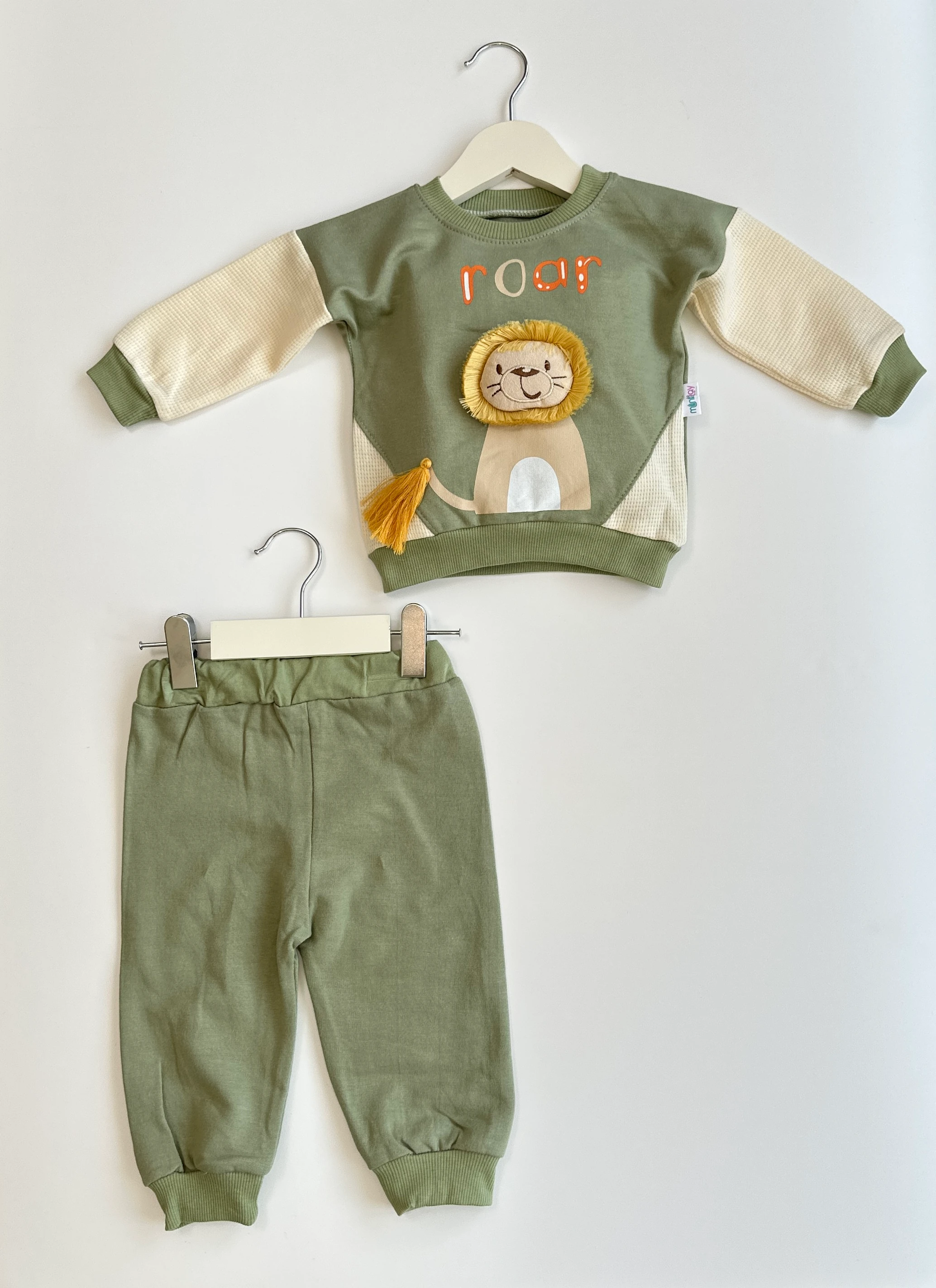 Yeleli Aslan Nakışlı Erkek Bebek Yeşil Takım