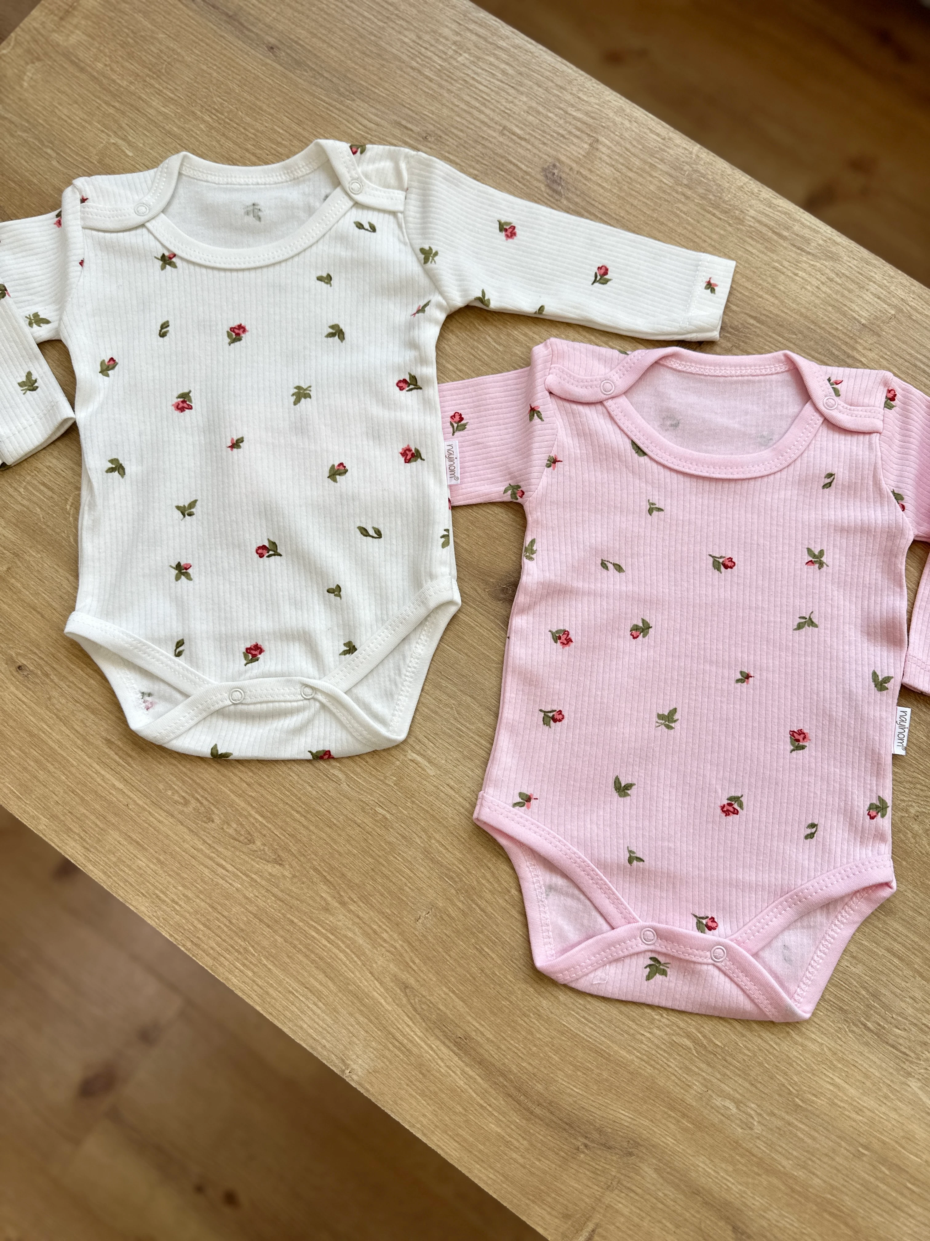 Çiçek Desenli Kız Bebek Uzun Kollu Zıbın Body