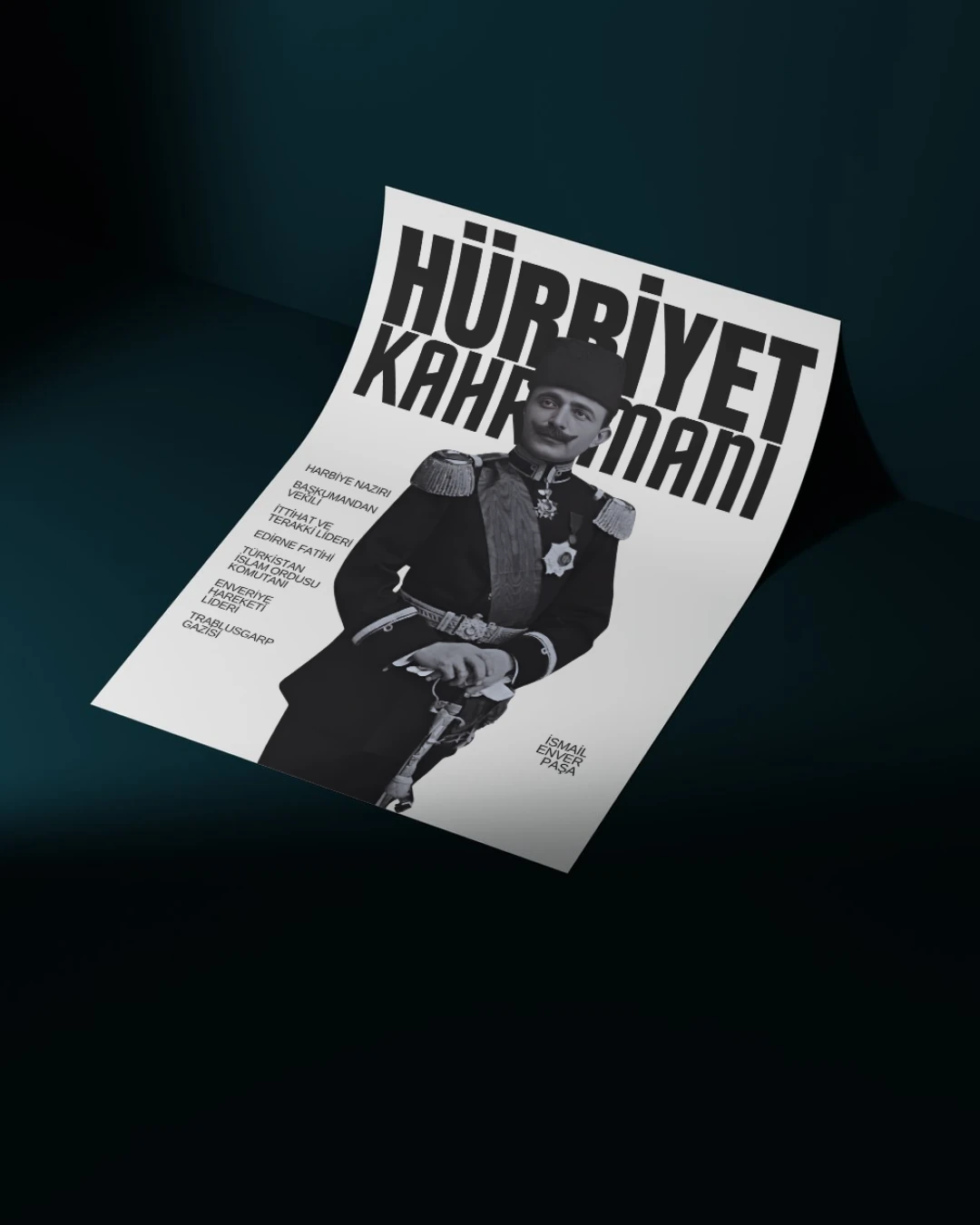 Hürriyet Kahramanı Enver Paşa Posteri (İttihat ve Terakki Cemiyeti)