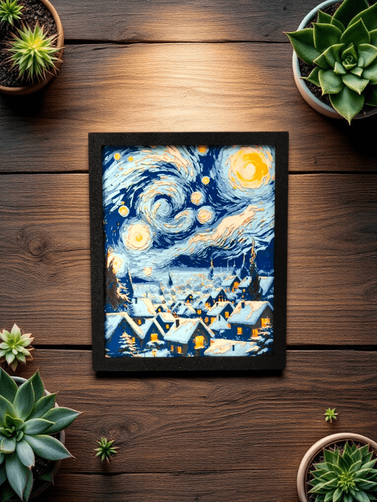 Winter House Van Gogh Style
