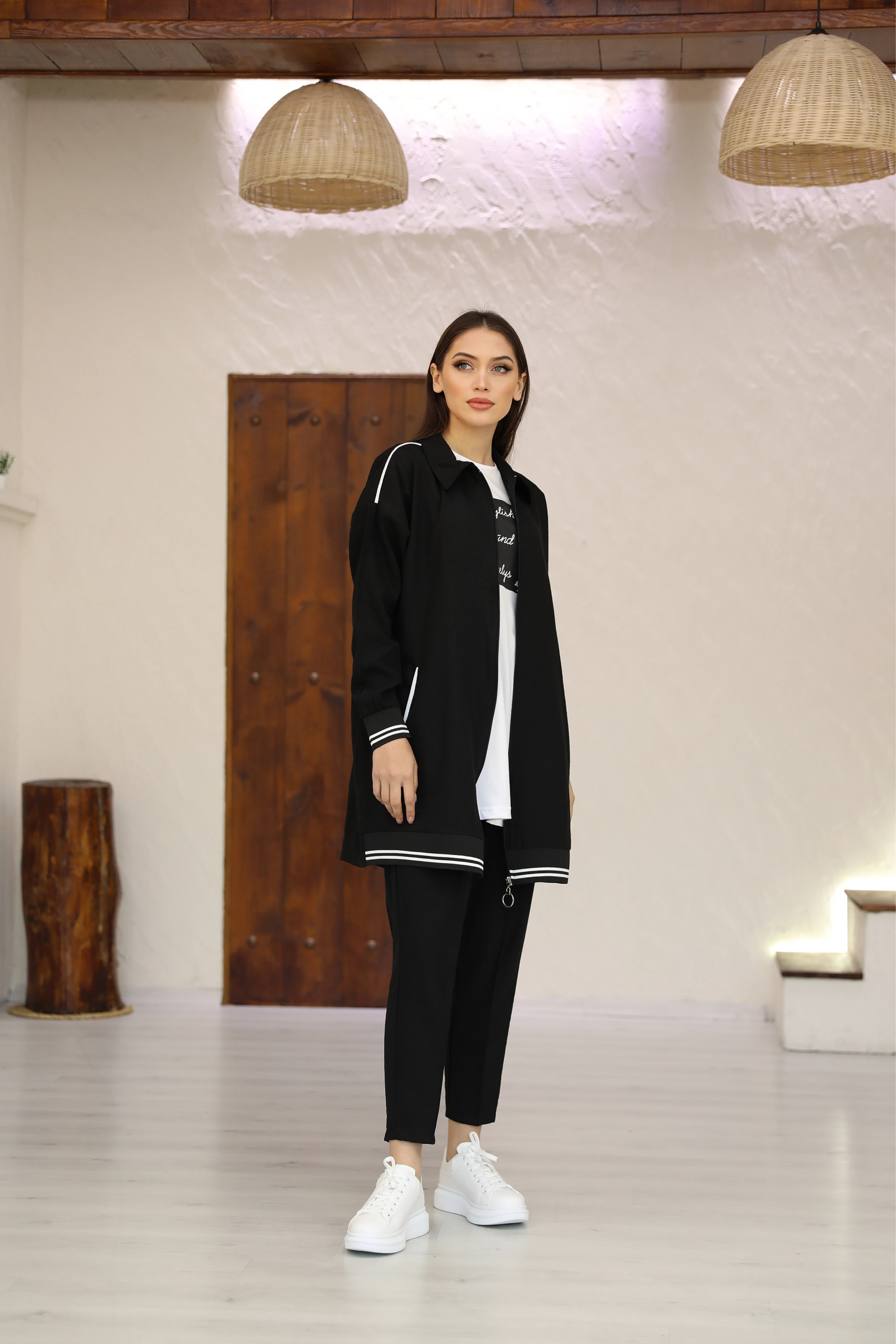 Alice Kumaş Ribana Detaylı Fermuarlı Üçlü Takım