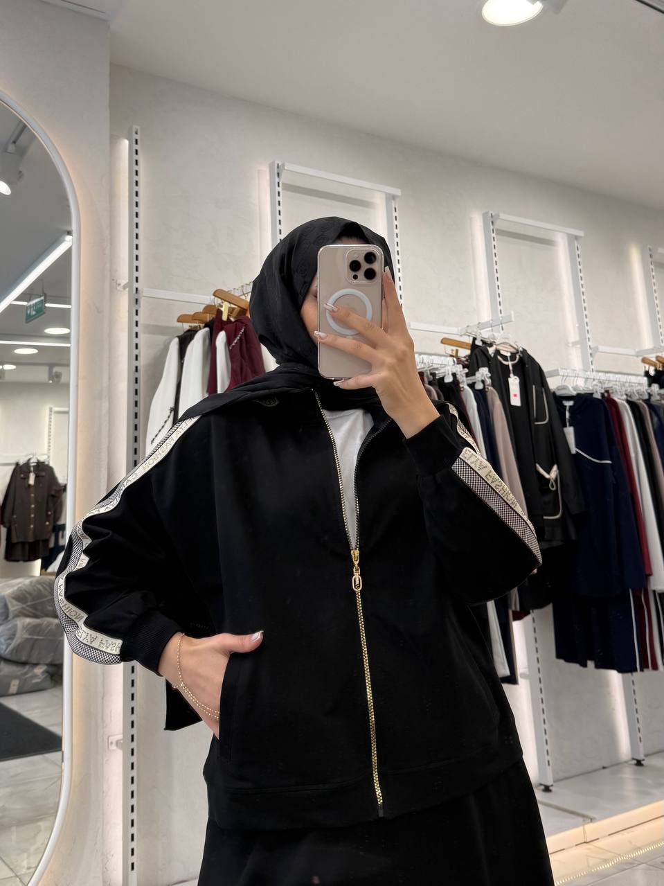 Parlak Şeritli Fermuarlı Üçlü Etek Takım