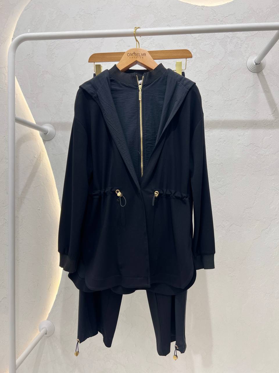 Pamuk Karışımlı Ayarlanabilir Bağcıklı Kapüşonlu İkili Takım