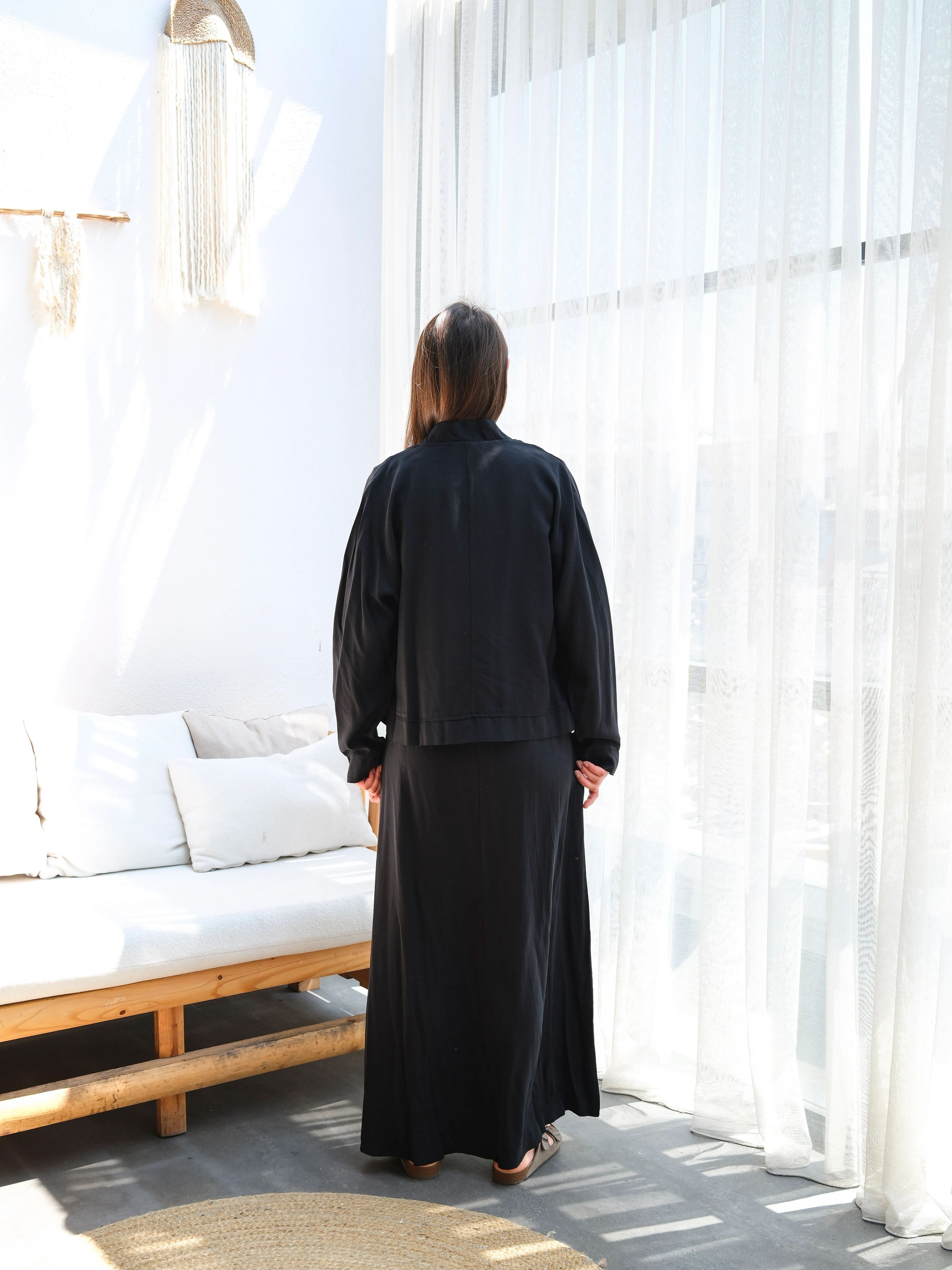 Tensel Zarif Dikiş Detaylı Rahat Kesim İkili Elbise