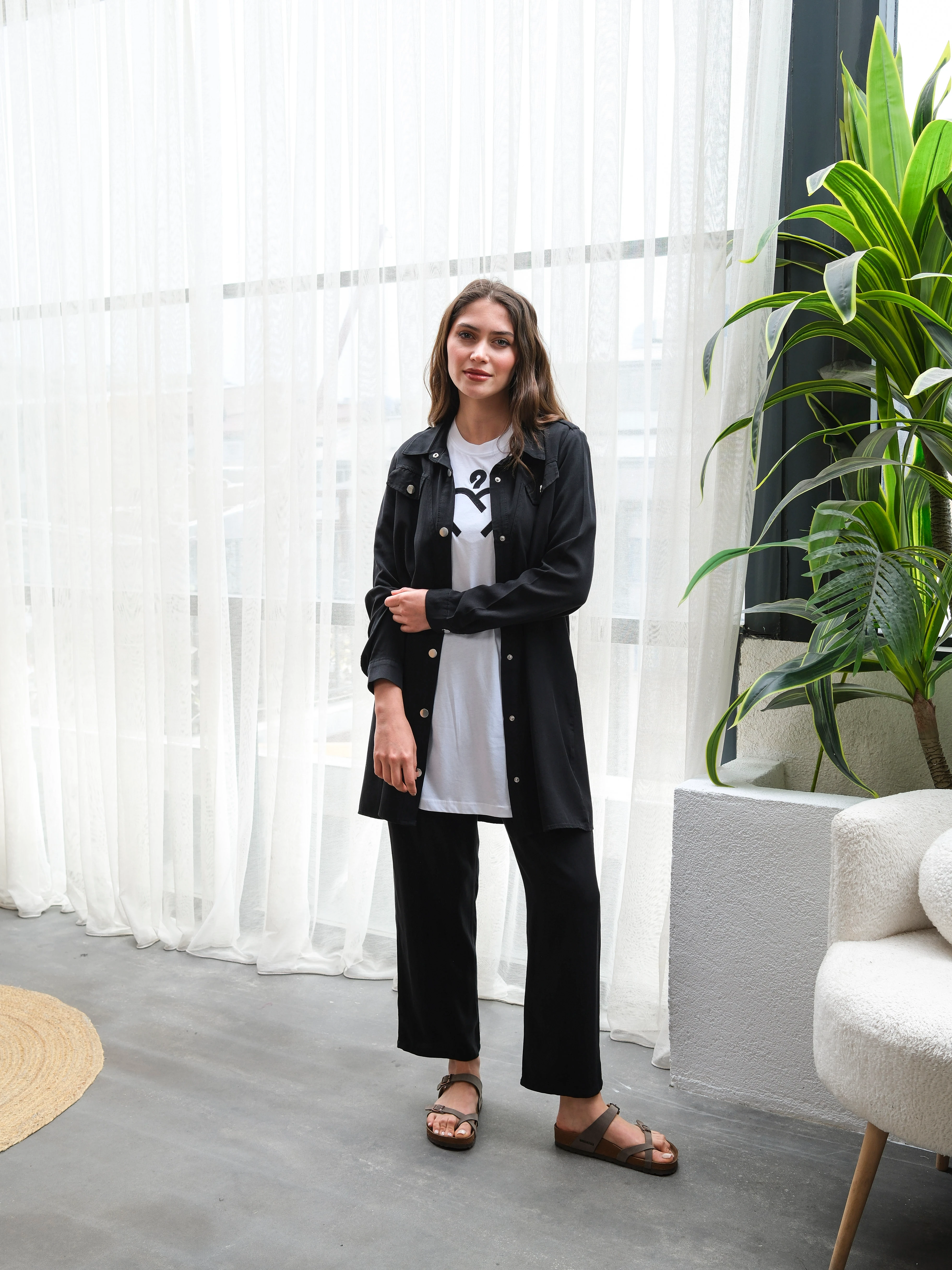 Büyük Beden Tensel Yumuşak Kumaş Rahat Kesim Üçlü Takım